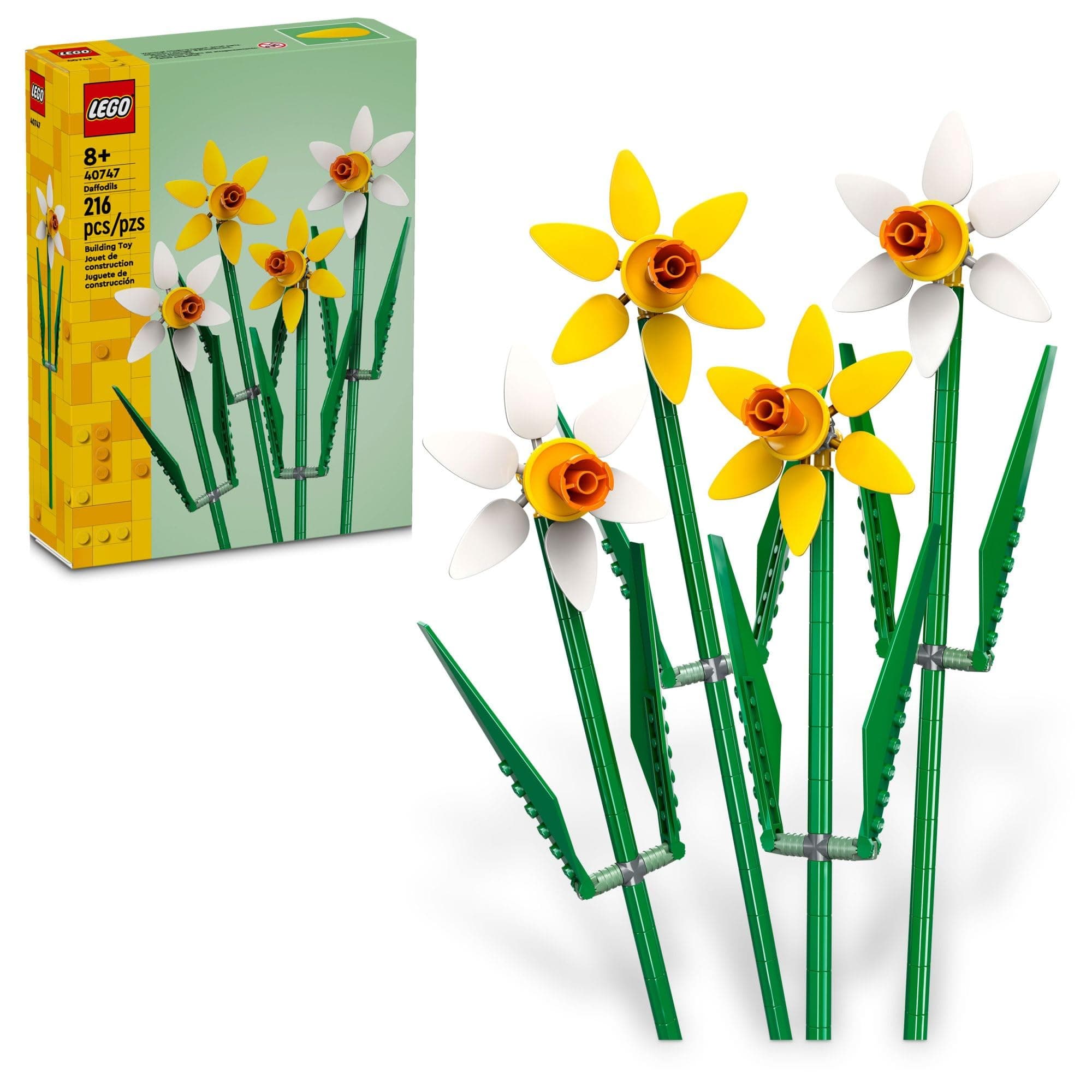LEGO Daffodils - Building Toy for Kids, Girls and Boys, Ages 8+ - Birthday Gift for Kids - Artificial Daffodil for Bedroom Decor and Display - 40747