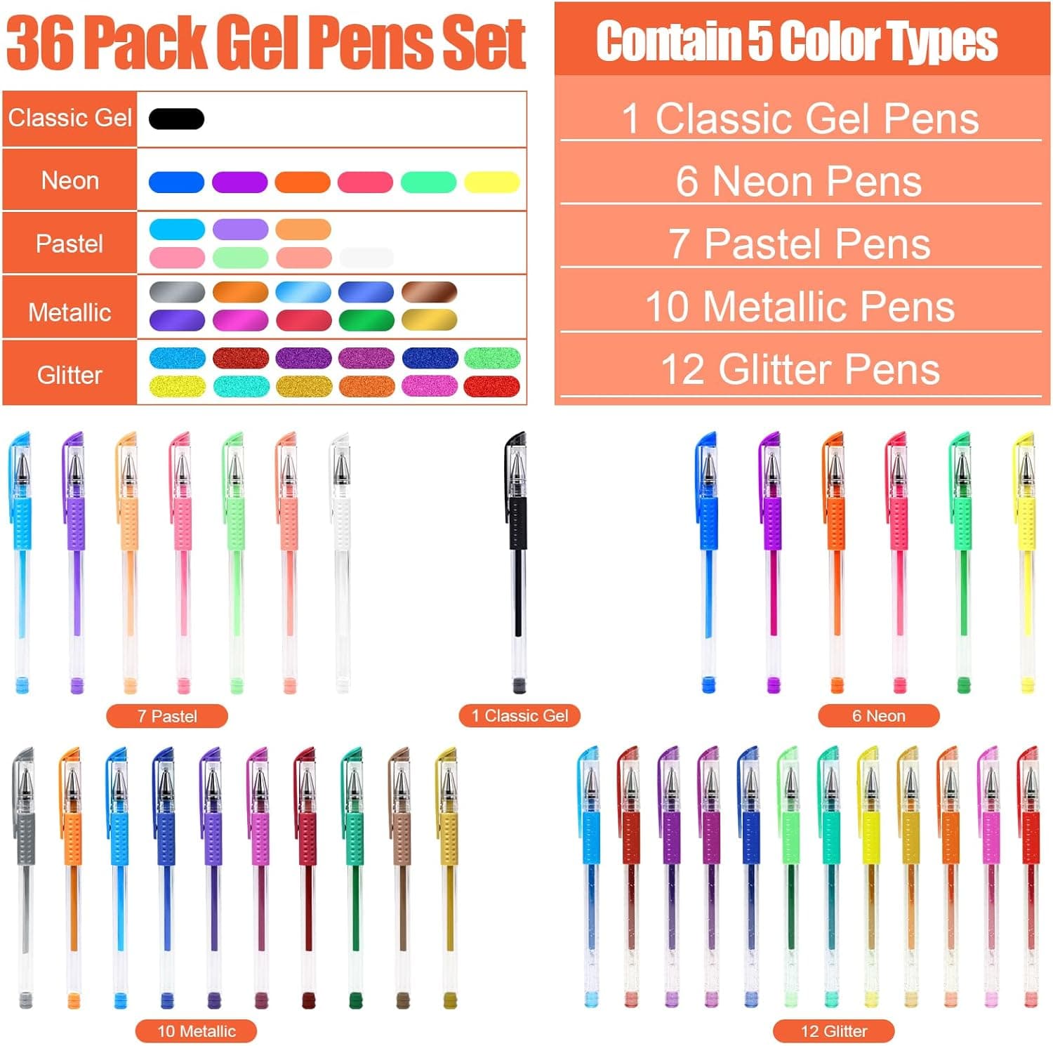 TANMIT 彩色笔，36 色彩色笔套装，适合成人涂色书，带有 40% 更多墨水的彩色胶水笔，非常适合成人涂鸦、剪贴簿和绘画 - Image 4