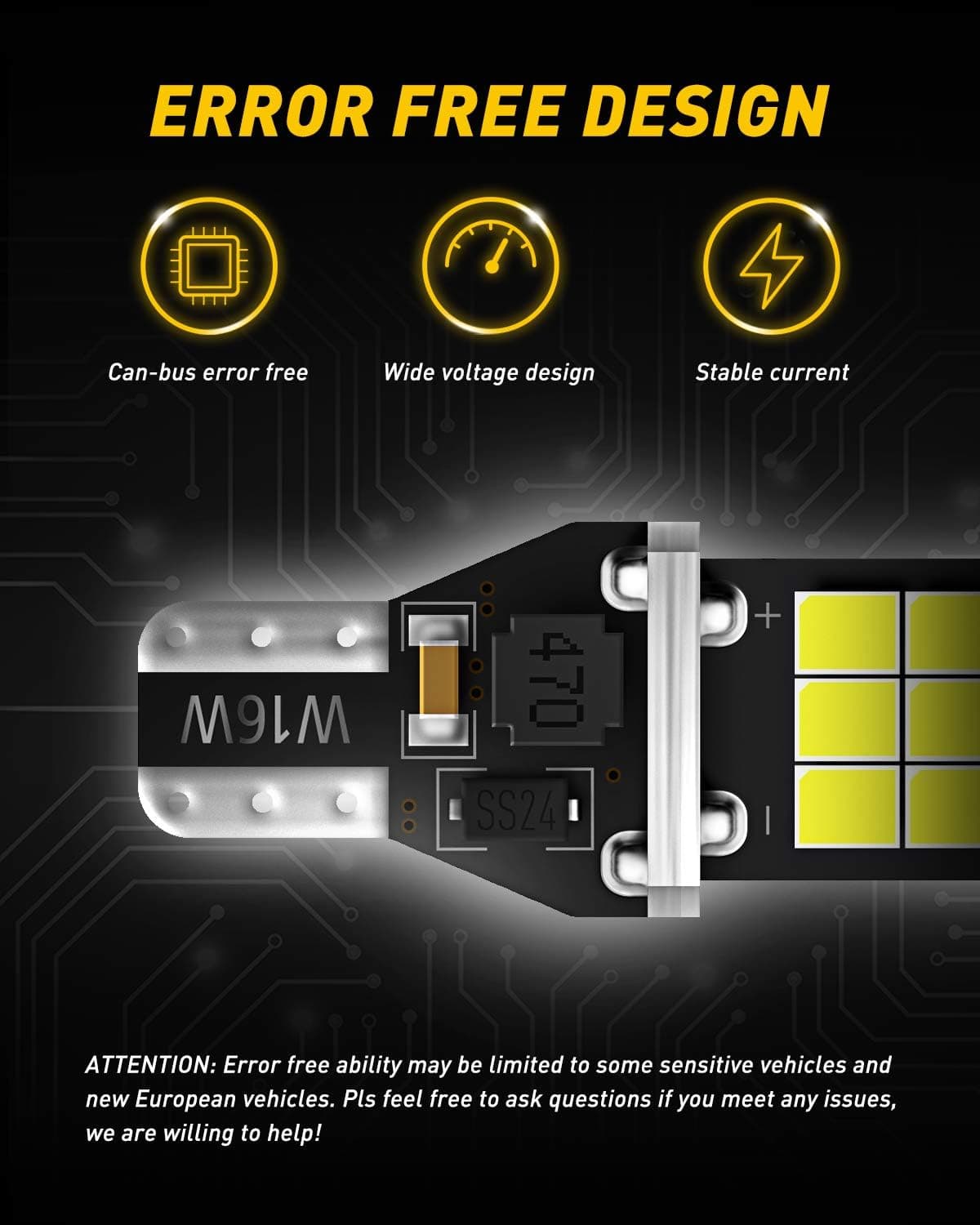 AUXITO 912 921 LED Bulb for Backup Light Reverse Lights High Power 2835 15-SMD Chipsets Error Free T15 906 922 W16W Bulbs, 6000K White, Exterior Light Bulbs (Upgraded, Pack of 2) White 921 - Image 5