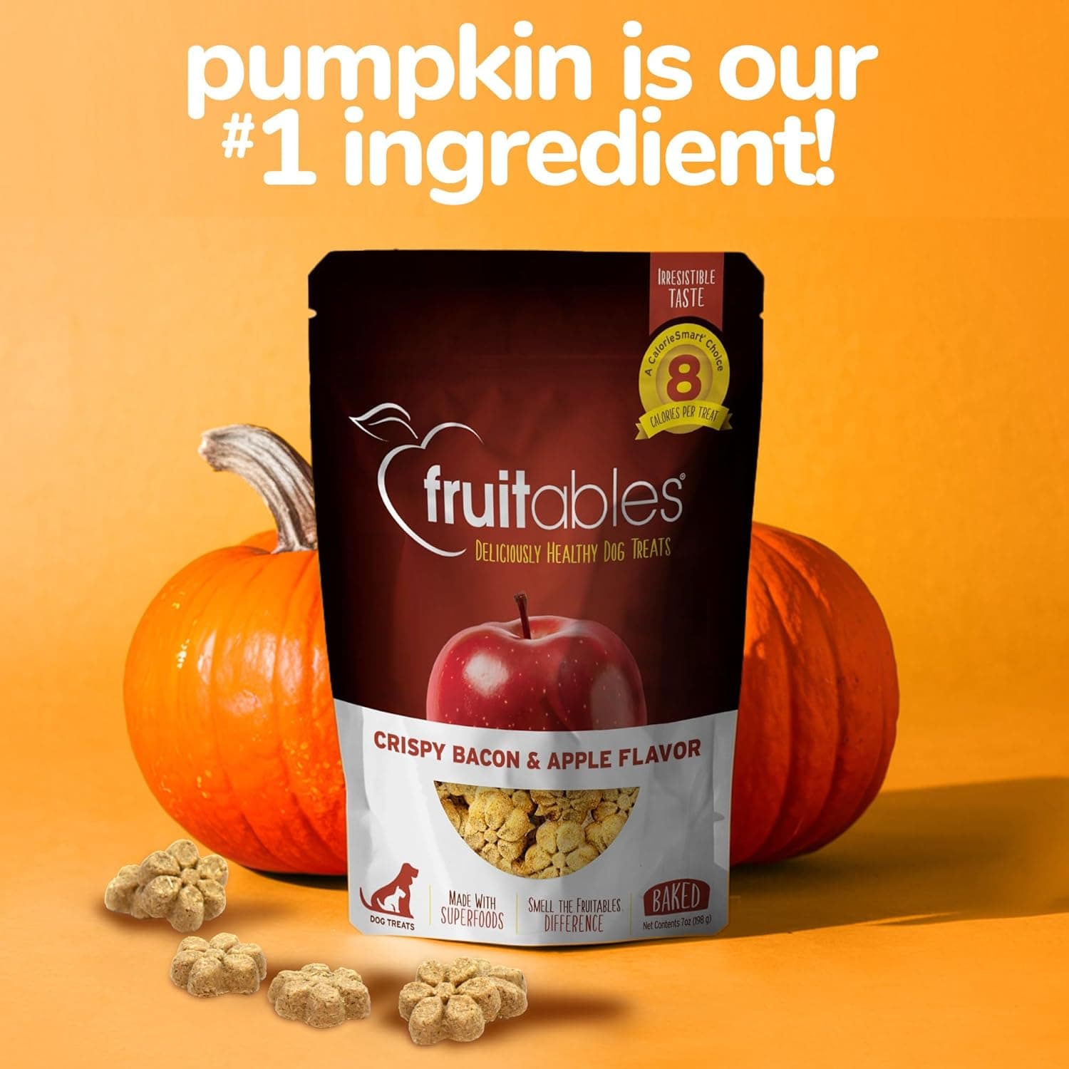Fruitables Baked Dog Treats, Healthy Pumpkin Treat for Dogs, Low Calorie & Delicious, Free of Wheat, Corn and Soy, Made in the USA, Apple and Crispy Bacon Flavor, 12oz 12 Ounce (Pack of 1) Apple and Crispy Bacon - Image 7