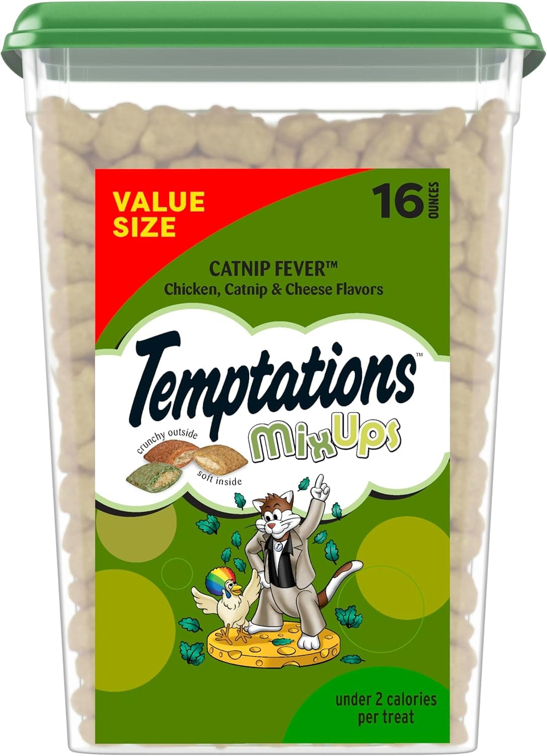 Temptations MixUps Catnip Fever Flavor Crunchy and Soft Cat Treats, 16 oz. Tub 1 Pound (Pack of 1) - Image 2