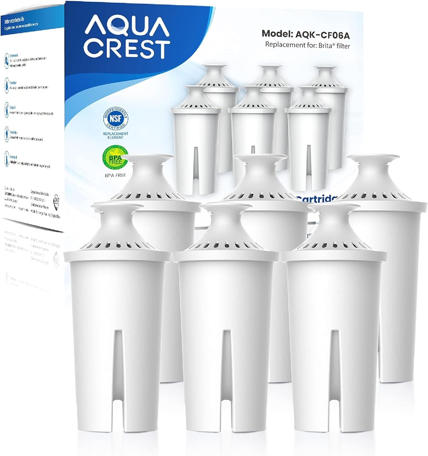 AQUA CREST Replacement for Brita® Filter, Brita® Water Pitchers and Dispensers, Classic OB03, Mavea® 107007, and More, NSF Certified Pitcher Water Filter, 1 Year Filter Supply, 6 Count Classic 6 Count - Image 2