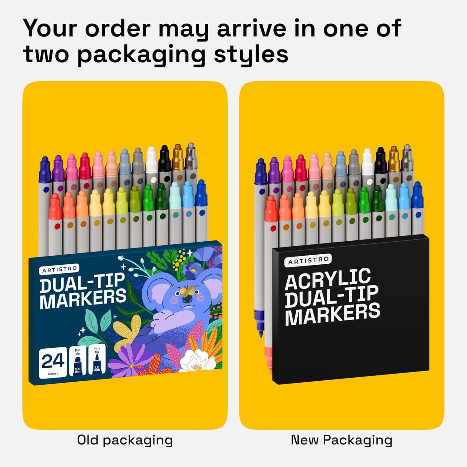 ARTISTRO 24 Acrylic Paint Markers for Rock, Fabric, Wood, Glass, Craft, Decoration - Dual-Tip Paint Pens - Stocking Stuffers, Christmas Gift Idea for Teens, Grandkids, Kids - Art Supplies 24 Multicolor - Image 9