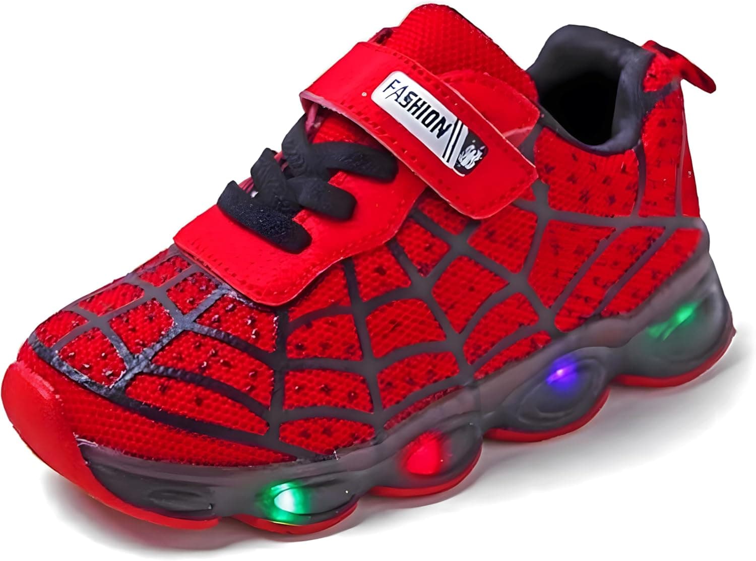 RAYCHY Children's Casual Shoes Boys Breathable Non-Slip Light Sneakers Unisex Luminous Sneakers for Girls Sport Running Shoes 8 Toddler Red - Image 2