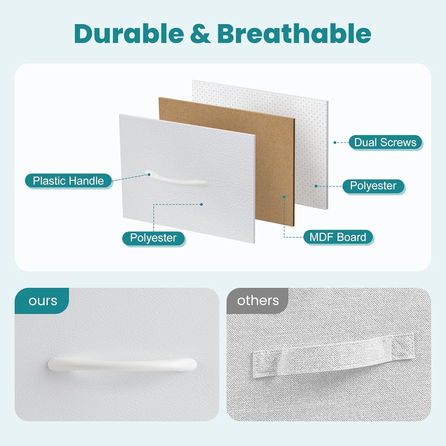 OLIXIS Dresser for Bedroom, 9 Storage Drawers, Wide Fabric Closet Chests Organizer Tower Furniture, TV Stand with Wooden Top Metal Frame for Clothes, Living Room, Hallway, Entryway, Classic White White 11.8"D x 39.4"W x 40"H (9 Drawers) - Image 6