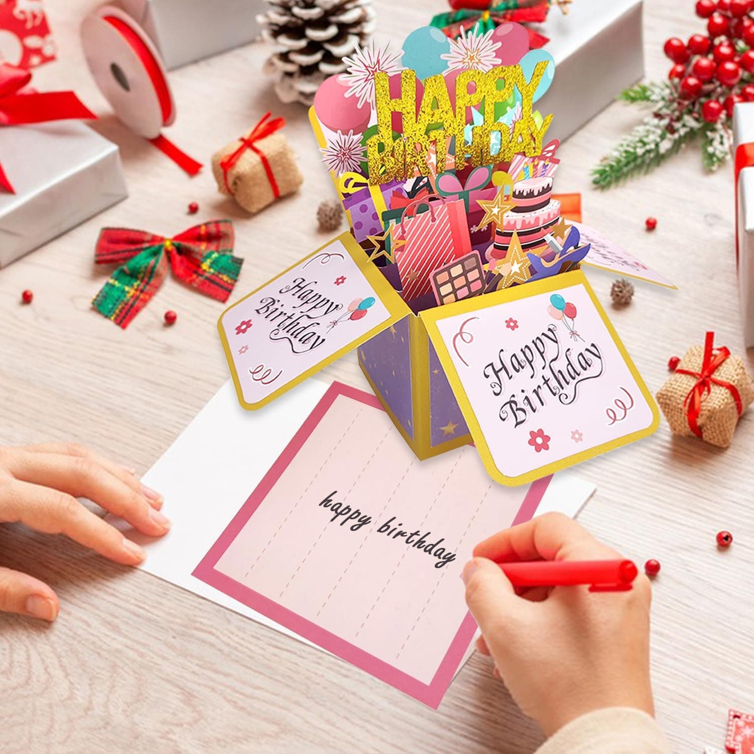 Funny Happy Birthday Pop Up Card, Sweet 3D Birthday Gift Box for Adults and Kids with Envelopes, Unique Handmade Foldable Celebration Cards for Daughter, Son, Mom, Dad, Friend Happy Birthday Card - Image 7