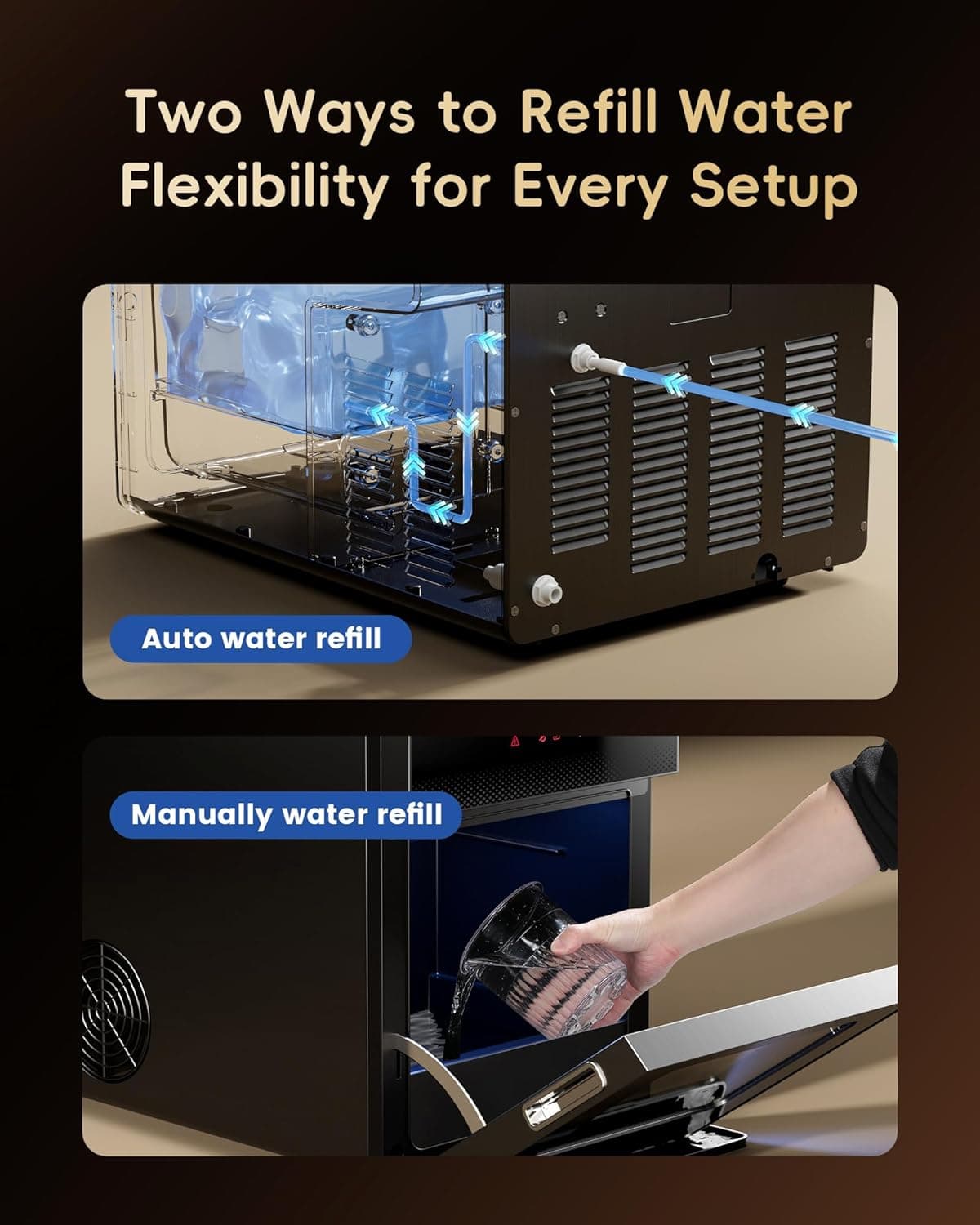 ecozy 2" Clear Ice Ball Maker with CrystalFlux Technology, 4 pcs in 40 Mins, 144 pcs/Day, Sphere Ice Maker with Enhanced Insulation, Automatic Water Supply, Self-Cleaning for Whiskey & Bourbon Matte Black - Image 5