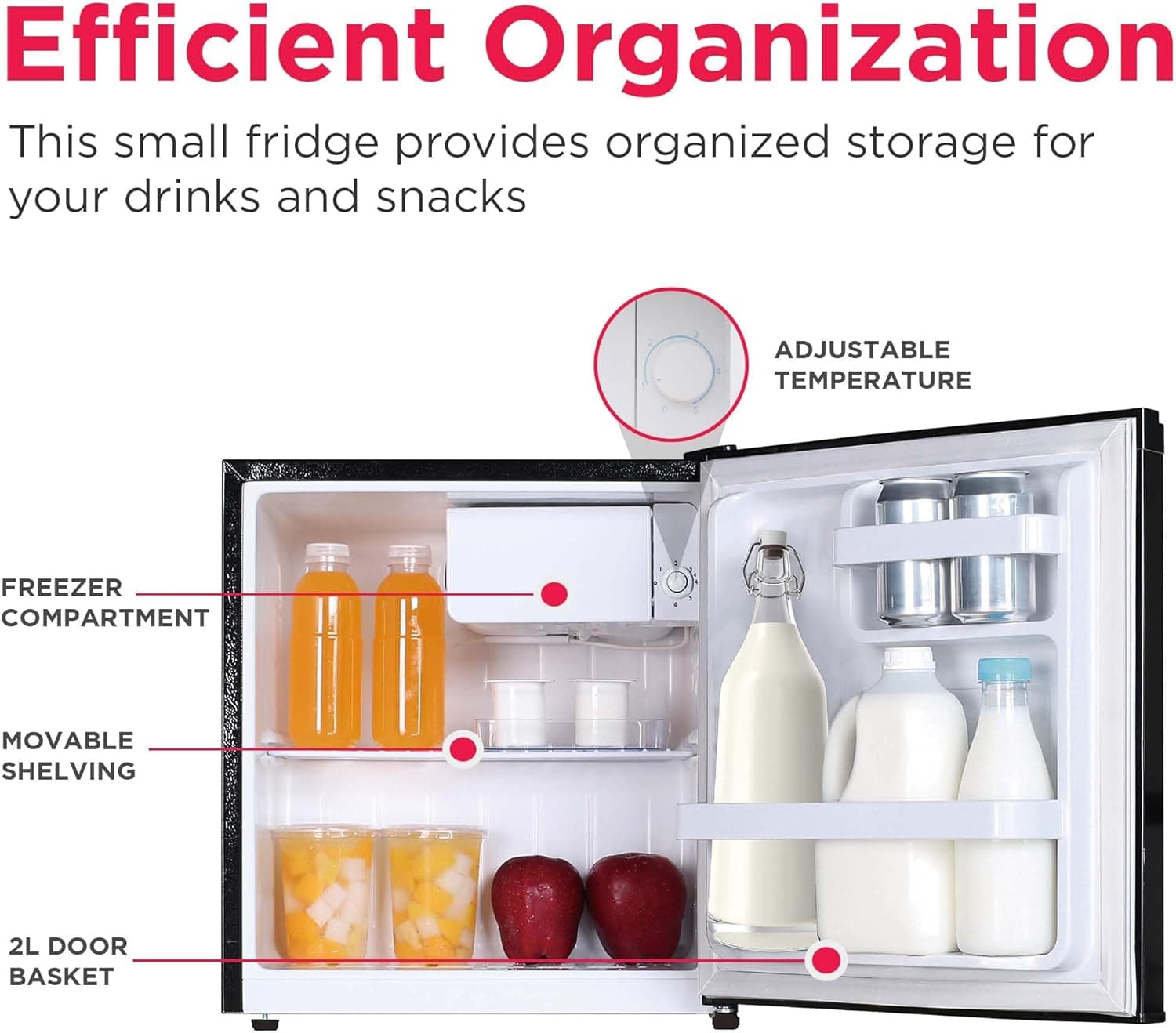 Frigidaire EFR115 Mini Refrigerator - Energy Saving - CFC Free - Slide Out Shelves - Ideal for for Dorm, Office, RV, Garage, Apartment - 1.6 Cubic Feet, Black Black Fridge - Image 4