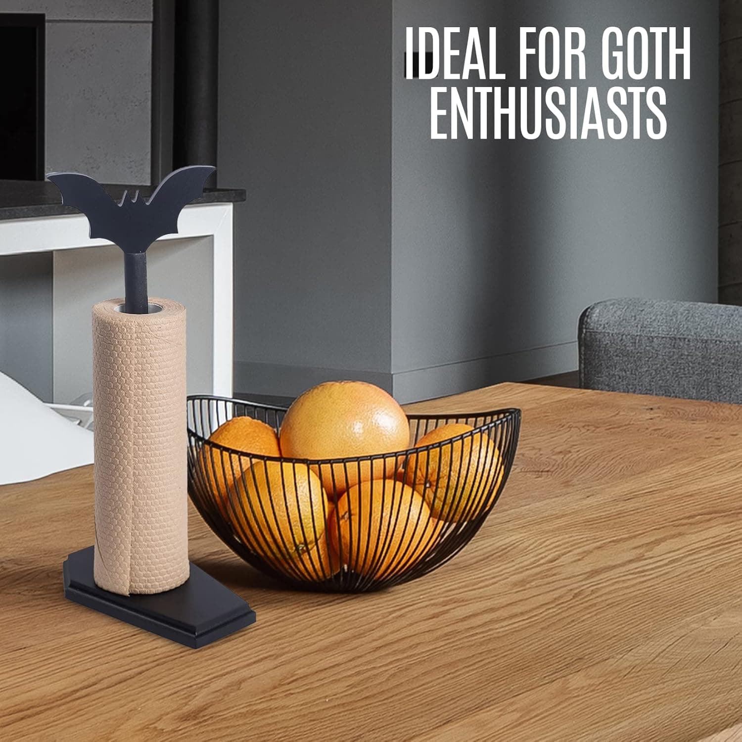 Bat Paper Towel Holder - Halloween Decor for Kitchen and Bathroom - Gothic Home Decor for Oddities and Curiosities - Goth Accessories for Countertop Stand - Witchy Gifts for Women - Image 7