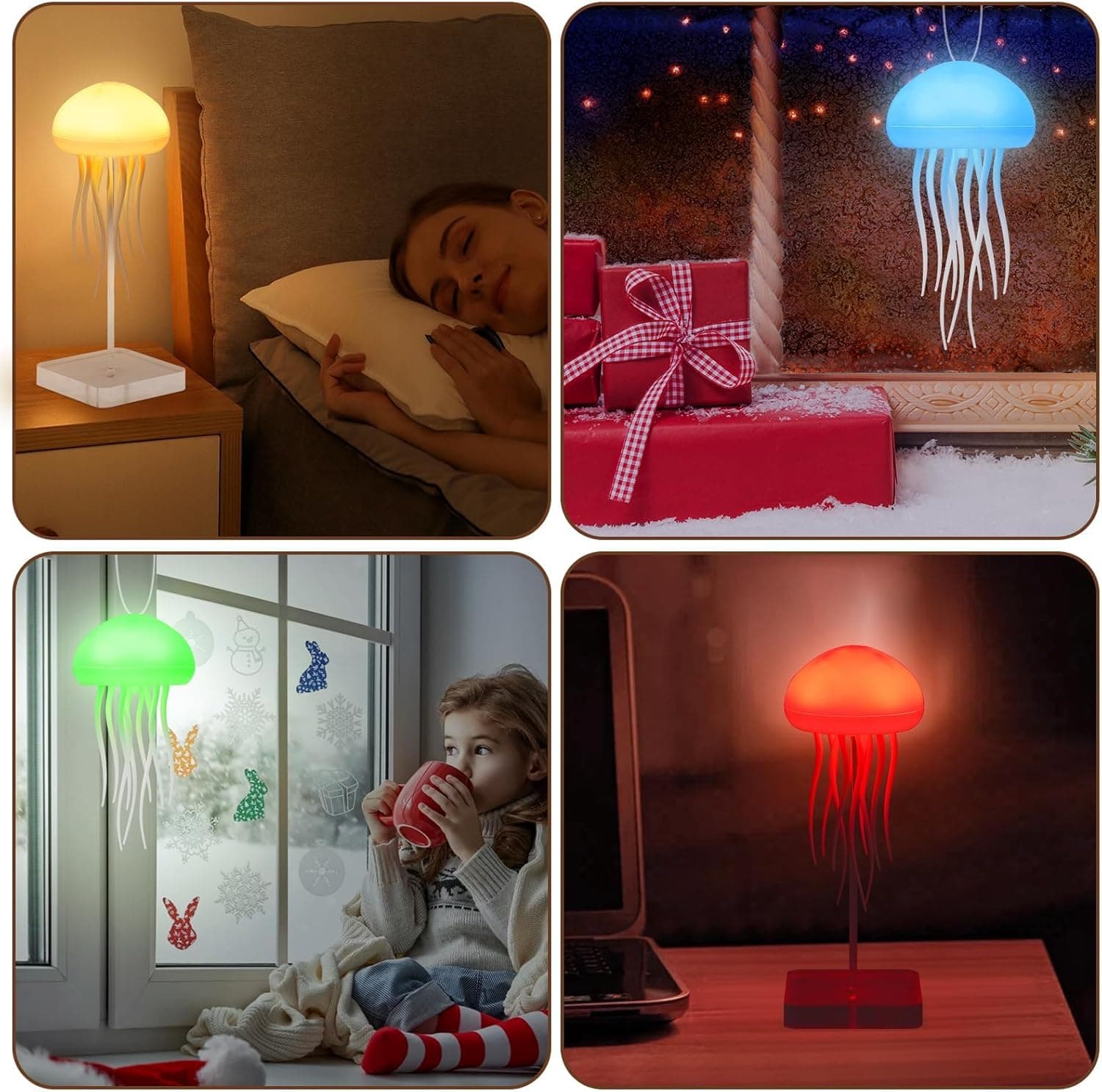 Jellyfish Lamp, Voice Control Jellyfish Lamp with Dancing Legs, RGB Gradient Jellyfish Bedside Lamp, Rechargeable Jellyfish Table Lamp with Touch Sensor, Christmas Gifts (Hanging + Base) - Image 8
