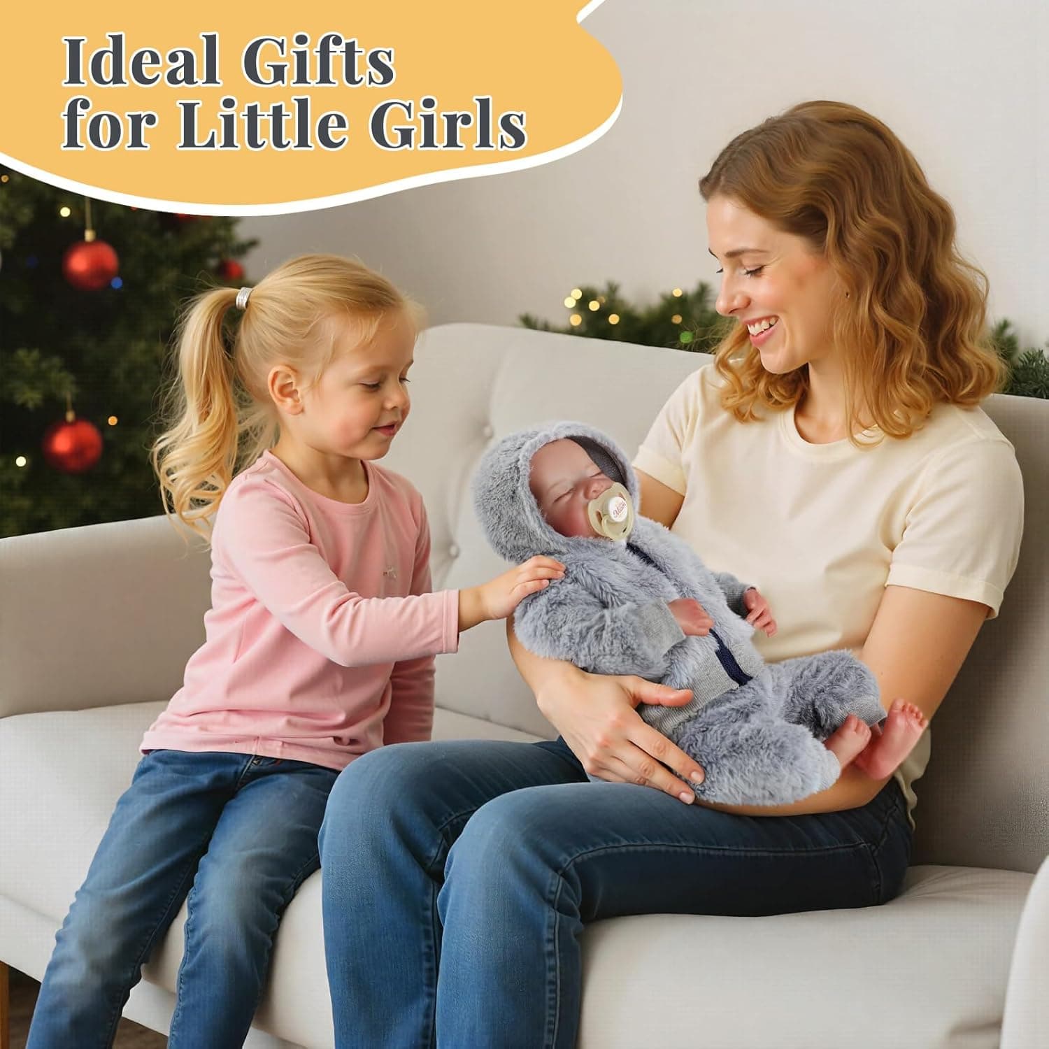 BABESIDE Lifelike Reborn Baby Dolls Silicone Full Body Boys - 17-Inch Real Baby Feeling Realistic-Newborn Baby Doll Full Body Vinyl Real Life Baby Dolls with Toy & Gift Box for Kids Grey - Image 7