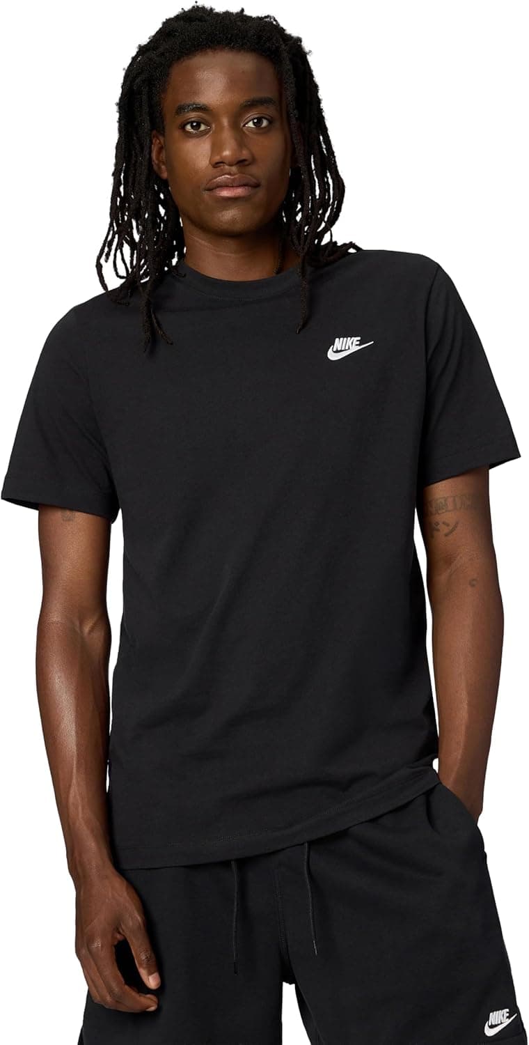 Nike Men's Sportswear Club T-Shirt Medium Black/White - Image 2