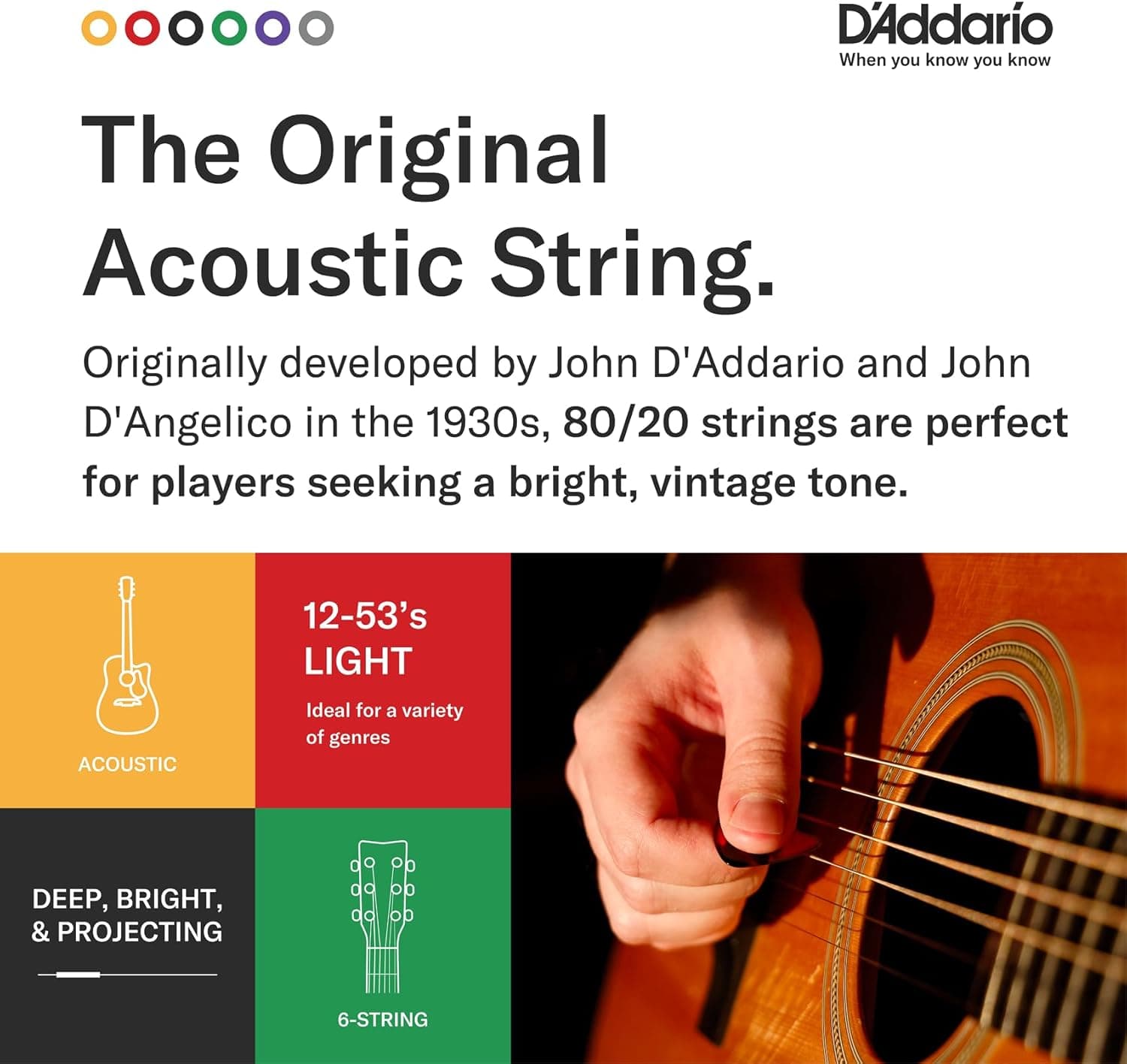 Cuerdas para Guitarra Acústica D'Addario, 80/20 Bronze, EJ11, Calibre Ligero 12-53, Juego de 6 Cuerdas, Paquete de 1 - Image 5