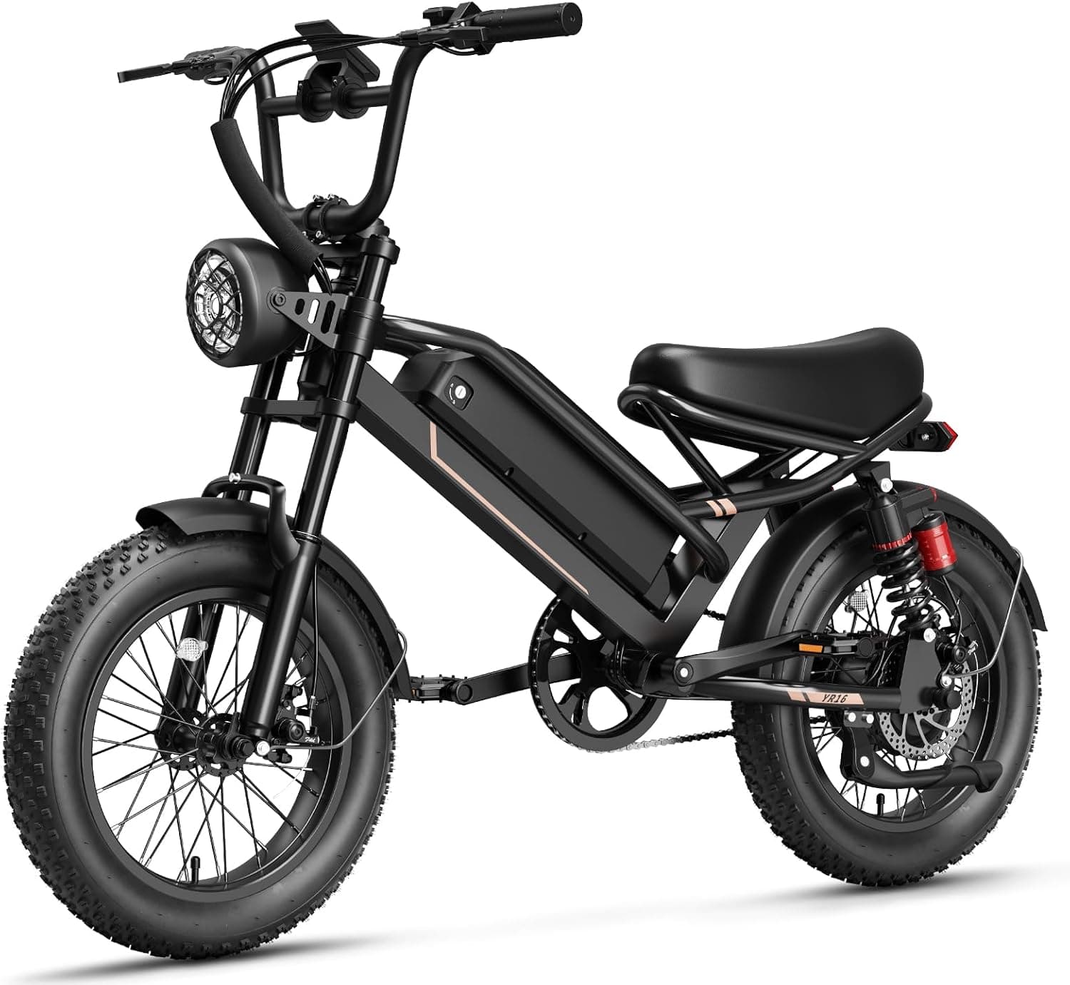 Jasion RetroVolt YR20 Electric Bike for Adults, [2000W Peak Motor, 32+MPH, 80 Miles] 48V 20Ah Battery Ebike, 20" Fat Tire Dirt Bike with Hydraulic Brake & Cruise Control, Full Suspension All Terrain Yr16-1000w 48v 12.5ah - Image 2