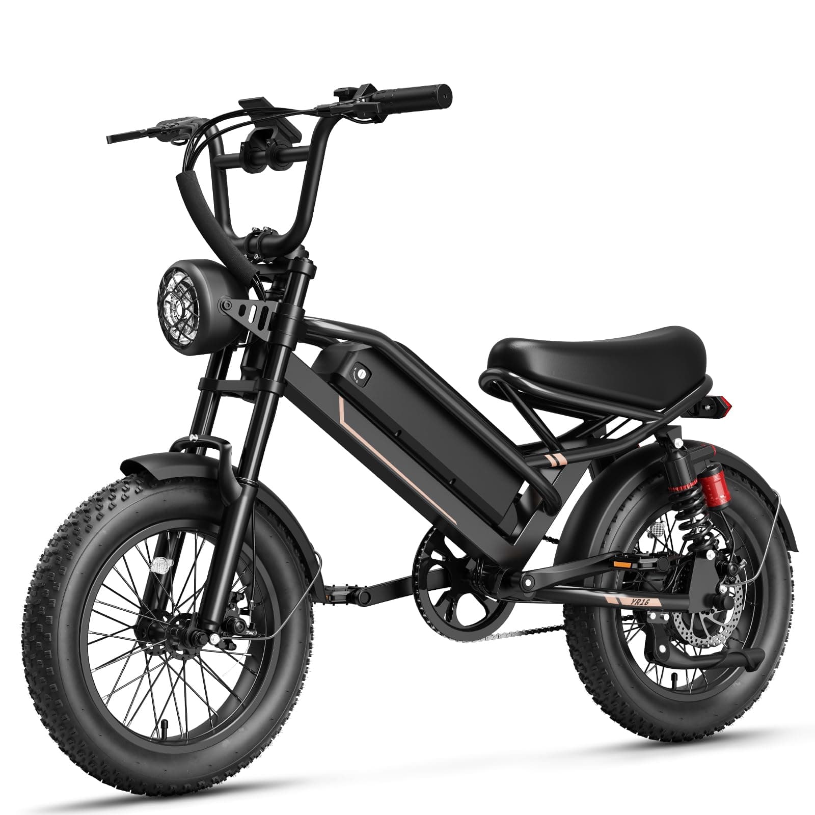 Jasion RetroVolt YR20 Electric Bike for Adults, [2000W Peak Motor, 32+MPH, 80 Miles] 48V 20Ah Battery Ebike, 20" Fat Tire Dirt Bike with Hydraulic Brake & Cruise Control, Full Suspension All Terrain Yr16-1000w 48v 12.5ah