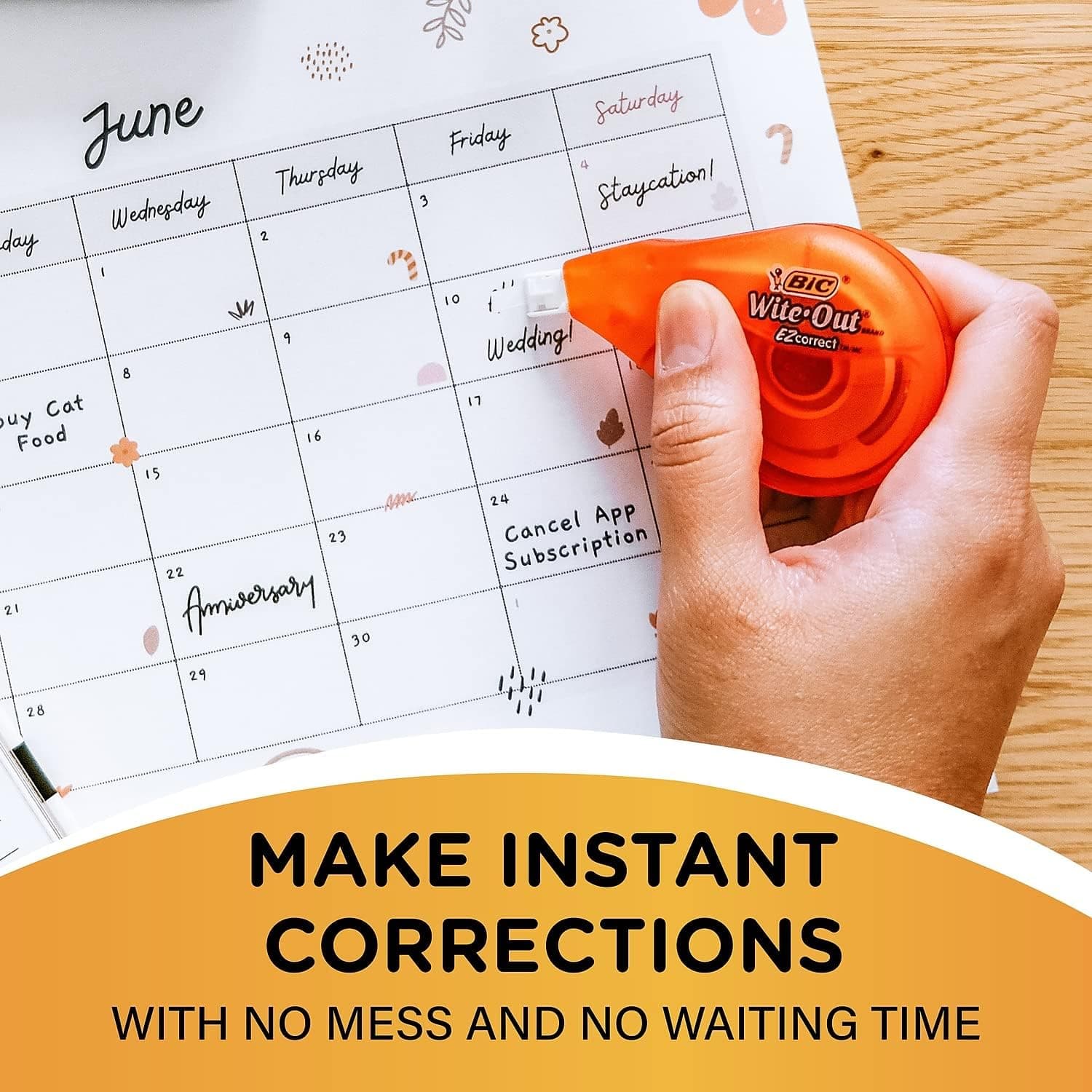 BIC Wite-Out Brand EZ Correct Correction Tape, 39.3 Feet, 2-Count Pack of White Correction Tape, Fast, Clean and Easy to Use Tear-Resistant Tape Office or School Supplies - Image 6