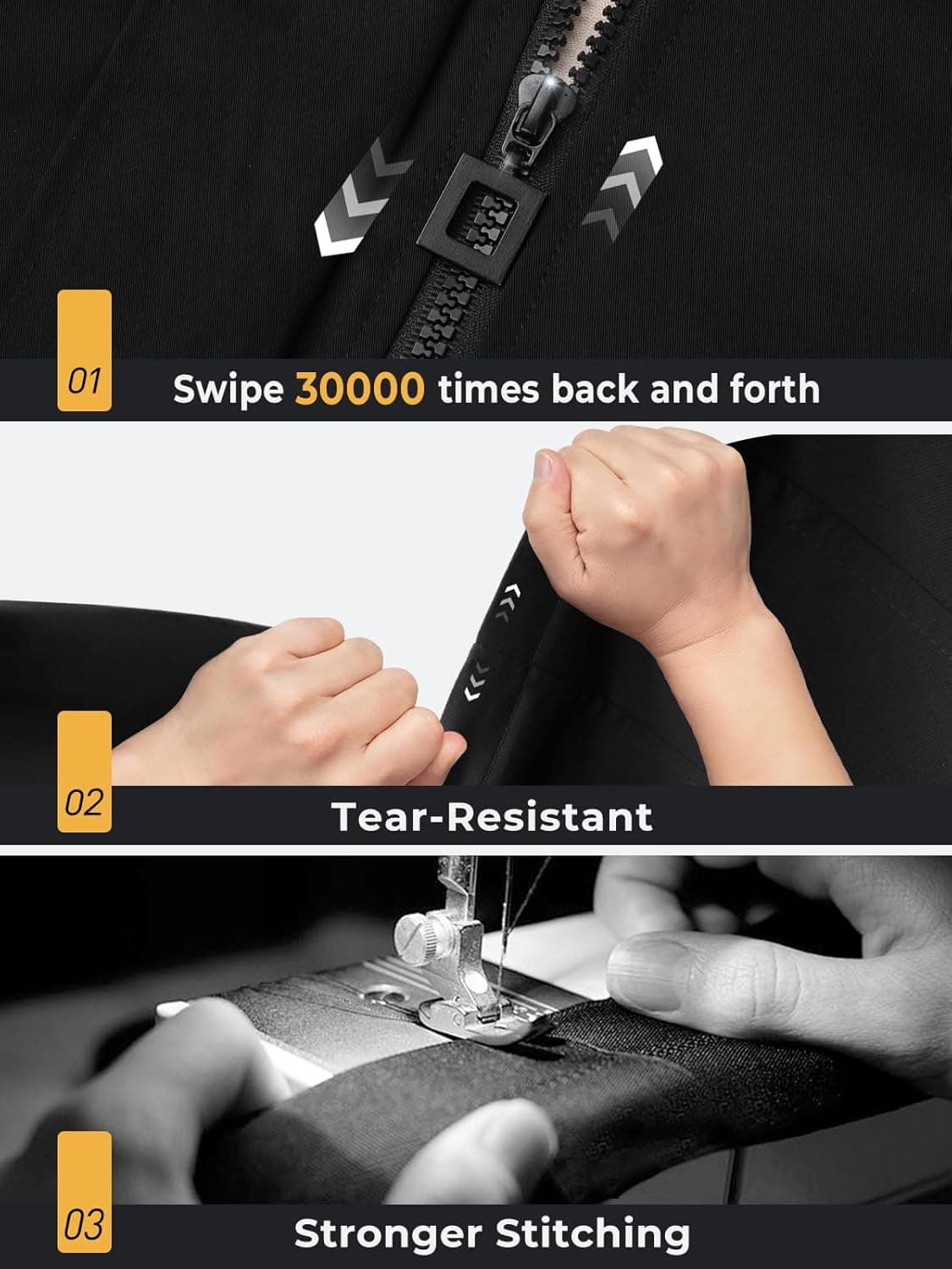 SaphiRose Women's Long Hooded Rain Jacket Outdoor Raincoat Windbreaker Medium Black - Image 6