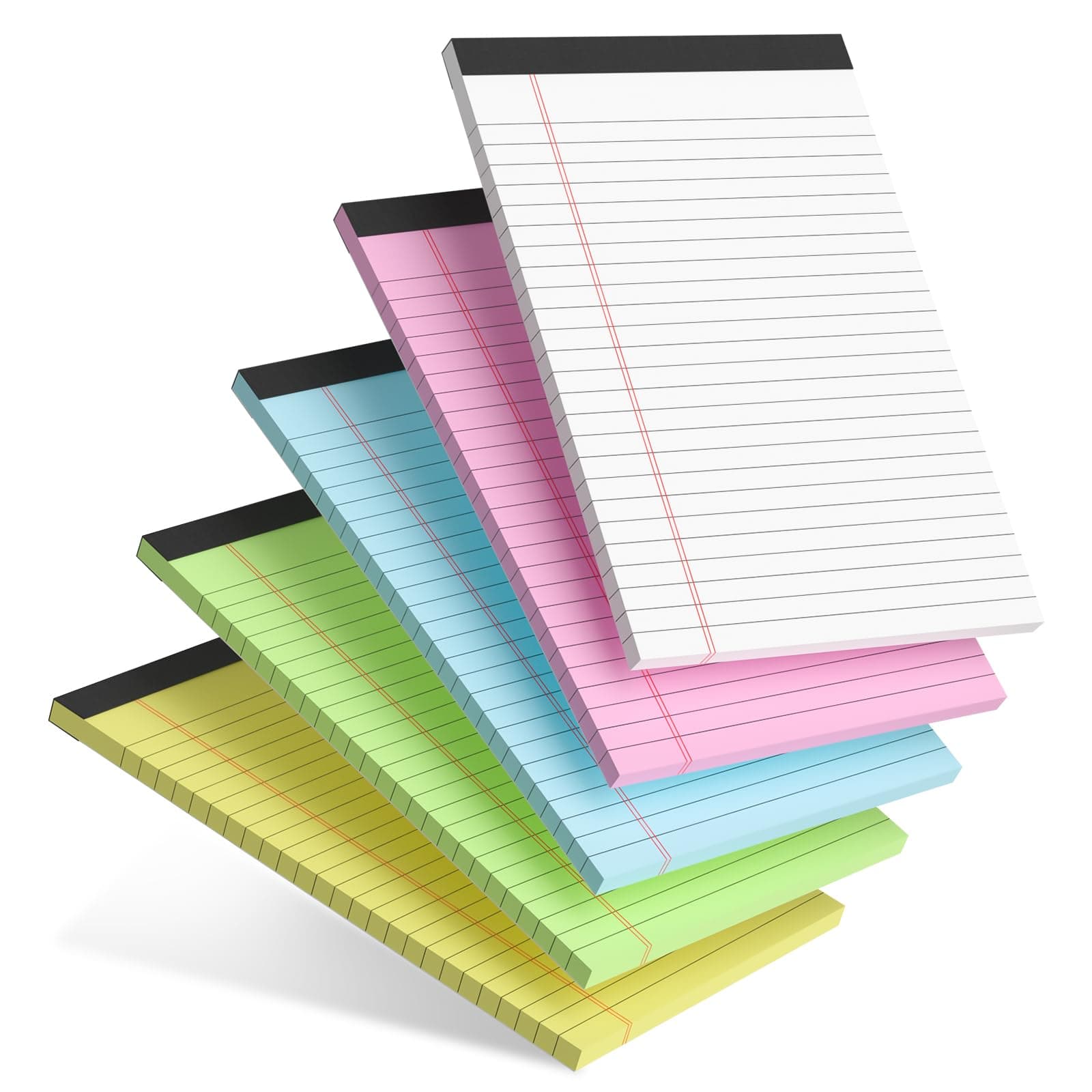 5pcs Small Note Pads 5x8 Notebook College Ruled Legal Pads Color Notepads 5 Pack Study Back Writing Pads 5 x 8 Perforated Narrow Ruled Pads of Paper for School & Office Supplies 30 Sheets/Pack Multicolor