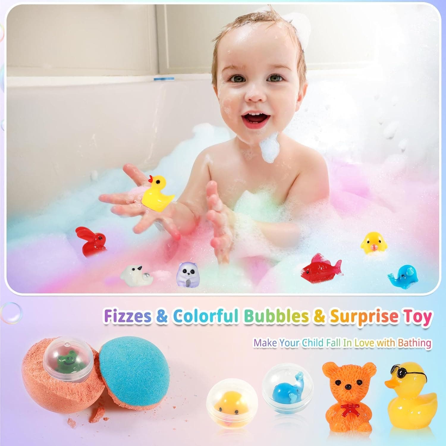 Bath Bombs for Kids with Surprise Inside, 24 Pack Kid Bath Bombs Gift Set, Easter Valentines Day Gifts for Kids Bubble Fizzy for Girls Boys with Toys Inside, Easter Basket Stuffers 1.95 Ounce (Pack of 24) - Image 4