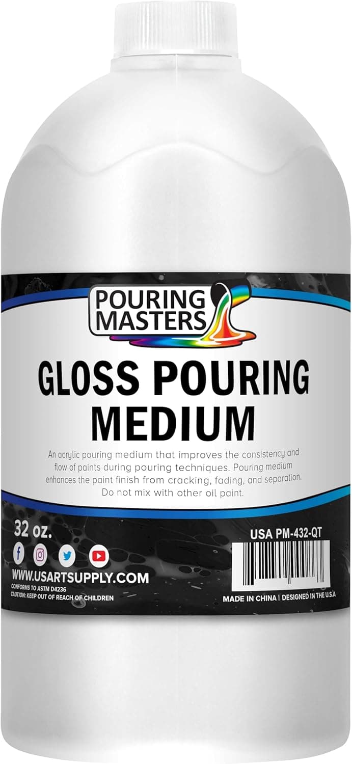 U.S. Art Supply Professional Gloss Pouring Medium 32oz (Quart) - Improves Paint Flow & Cell Effects Creator, Viscosity Adjuster for Art Acrylic Painting 32 Fl Oz (Pack of 1) - Image 2