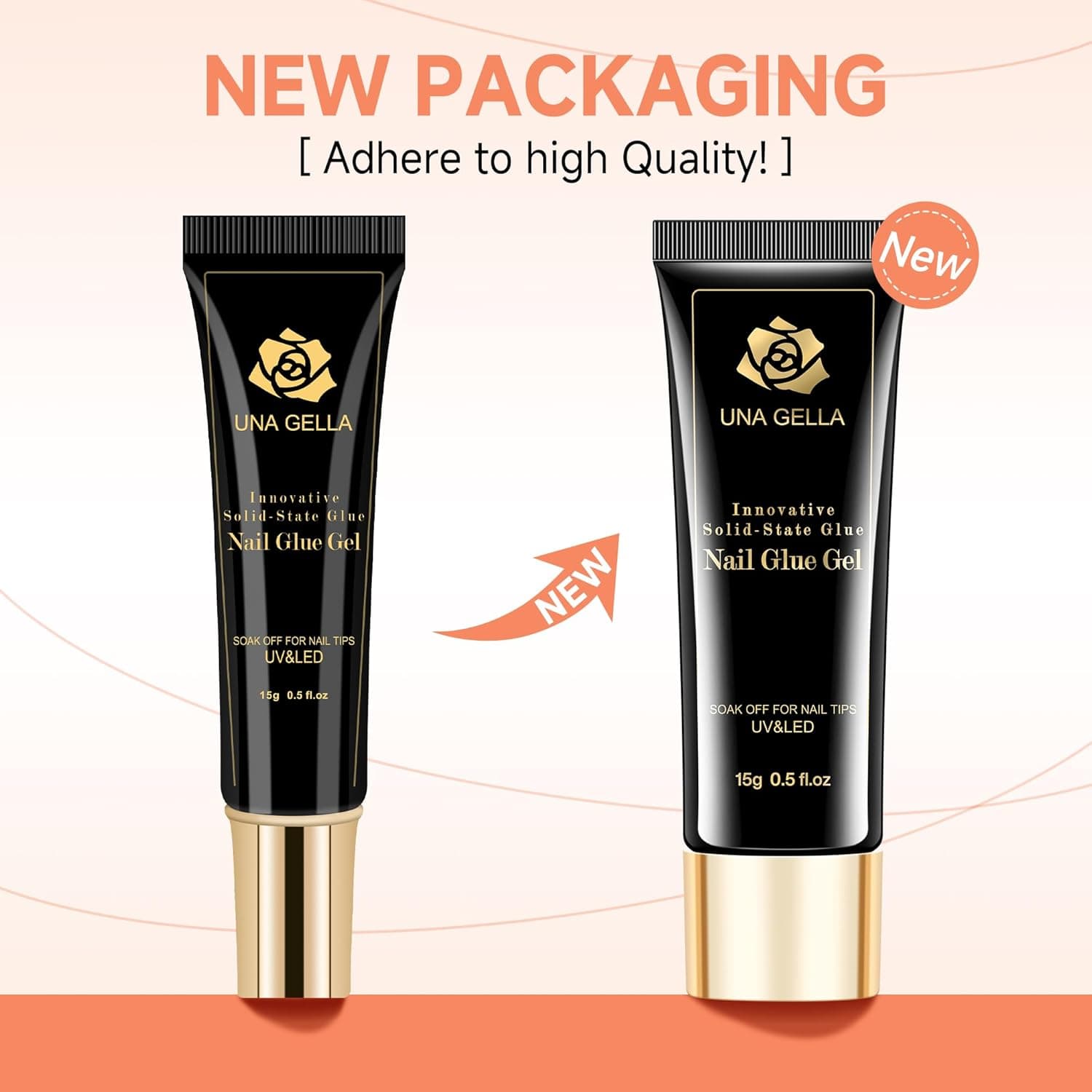 UNA GELLA Solid Nail Glue Gel 15ml Lamp Curing Needed Solid Soak Off U V/LED Lamp Required Super Strong Glue For Fake Acrylic Soft Gel Nail Tips Press On Nails Art Extension B-1 Pcs Nail Tips Glue - Image 8