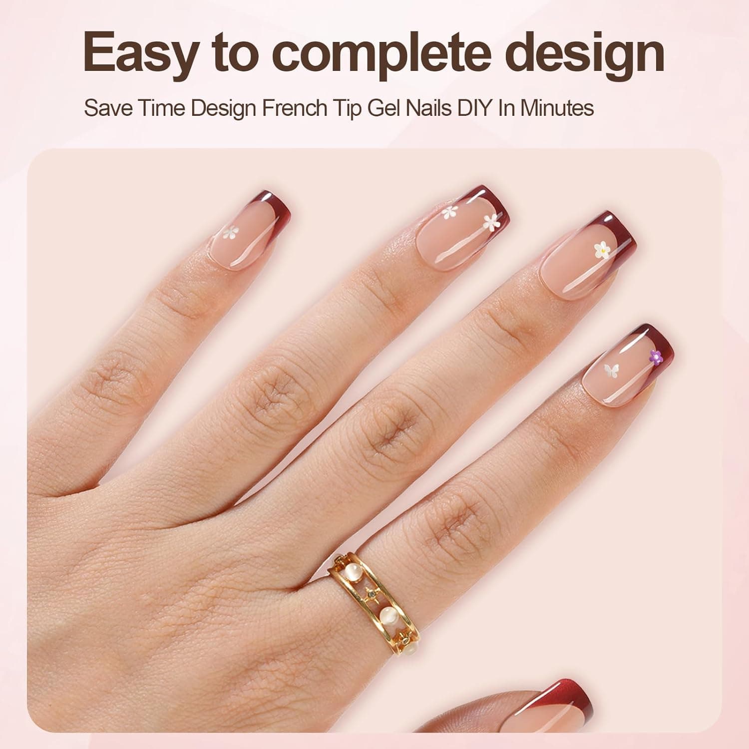 Misssix XBASICTIPS French Tip Press On Nails, 150 Pcs Short Square French Gel Nail Tips, Soft Gel Soak Off Pre-shaped No File Need Fake Nails for Nail Art DIY 15 Sizes Box Winter Short Square Nail Tips - Image 4