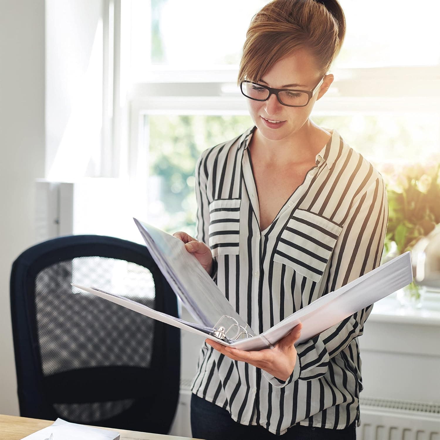 Amazon Basics 3 Ring Binders, 3 Inch, 2 Pack, D-Ring Organizer for School, Home Office, White 2-Pack 3-inch - Image 7