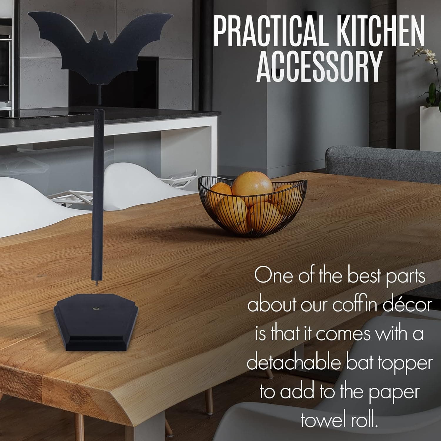 Bat Paper Towel Holder - Halloween Decor for Kitchen and Bathroom - Gothic Home Decor for Oddities and Curiosities - Goth Accessories for Countertop Stand - Witchy Gifts for Women - Image 6