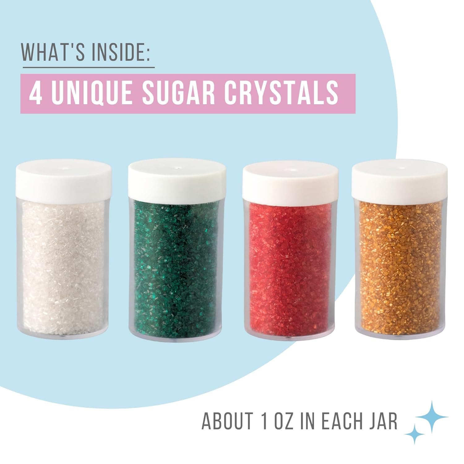 Sweets Indeed Christmas Baking Sugar Crystals 4-Pack – 4.52 oz | White, Red, Green & Gold Sparkling Sugars | Holiday & Everyday Dessert Decorating Set Holiday Sugar - Image 4