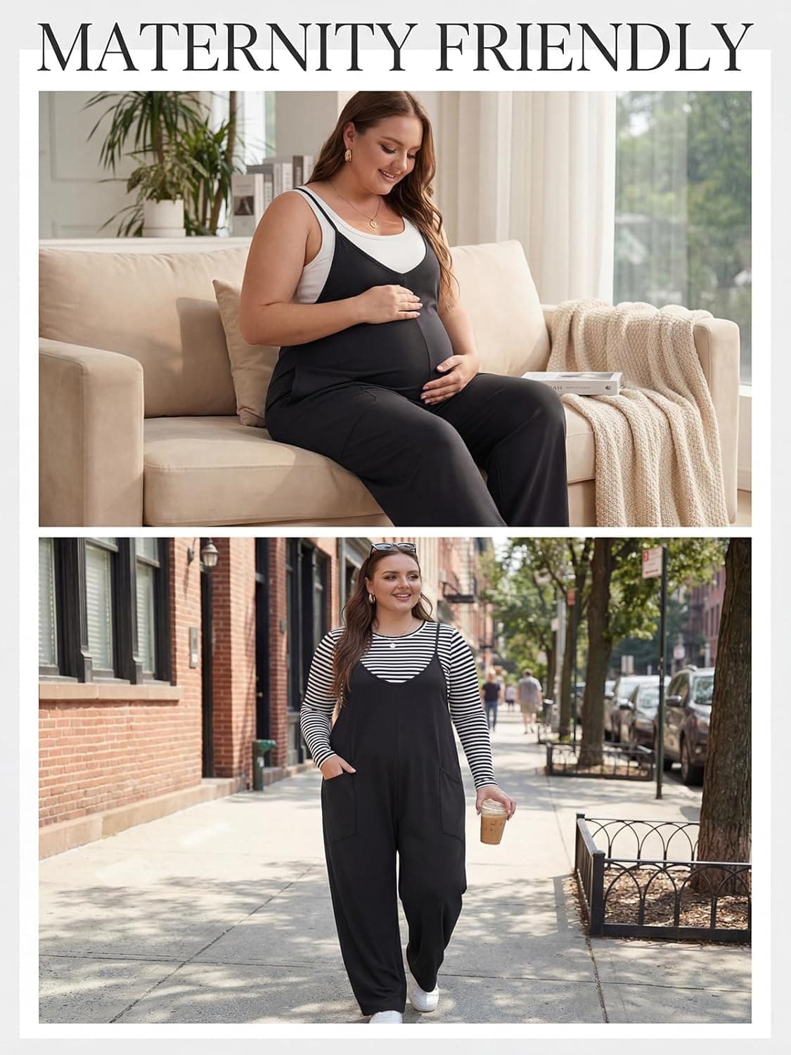 OLRIK Mujeres Tallas Grandes Overoles con Tirantes Ajustables Mono Elástico Suelto y Cómodo con Bolsillo Outfits de Primavera Verano 2026 Negro 3X - Image 6