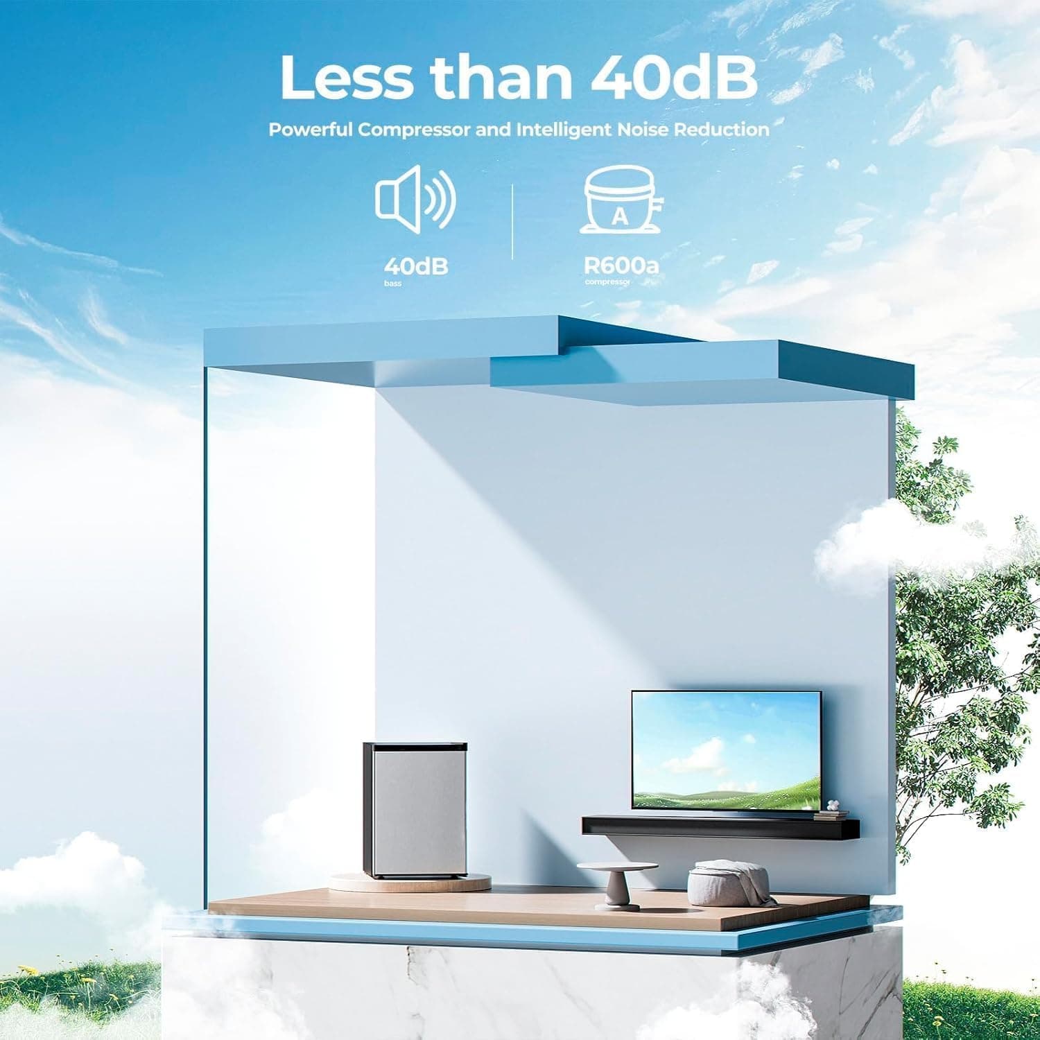 3.2 Cu.ft Small Freezer, Mini Upright Freezer with Adjustable Thermostat, Removable Shelves, Reversible Single Door, for Bedroom/Home/Dorms/Apartment, Silver - Image 4