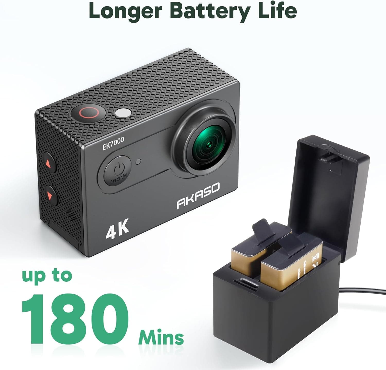 AKASO EK7000 4K30FPS 20MP WiFi Action Camera with EIS Ultra HD 131FT Waterproof Underwater Camera Remote Control 4X Zoom Support External Microphone Black Standard - No MicroSD Card - Image 8