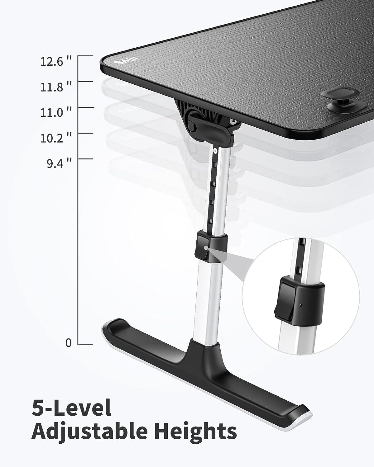 SAIJI Height & Angle Adjustable Laptop Stand for Bed, Lap Desk Bed Tray Table, Light Weight Foldable Portable Laptop Table for Couch Sofa Chair Floor Desk for Adults, Kids (Black) Black 20.5 x 11.8 In - Image 8