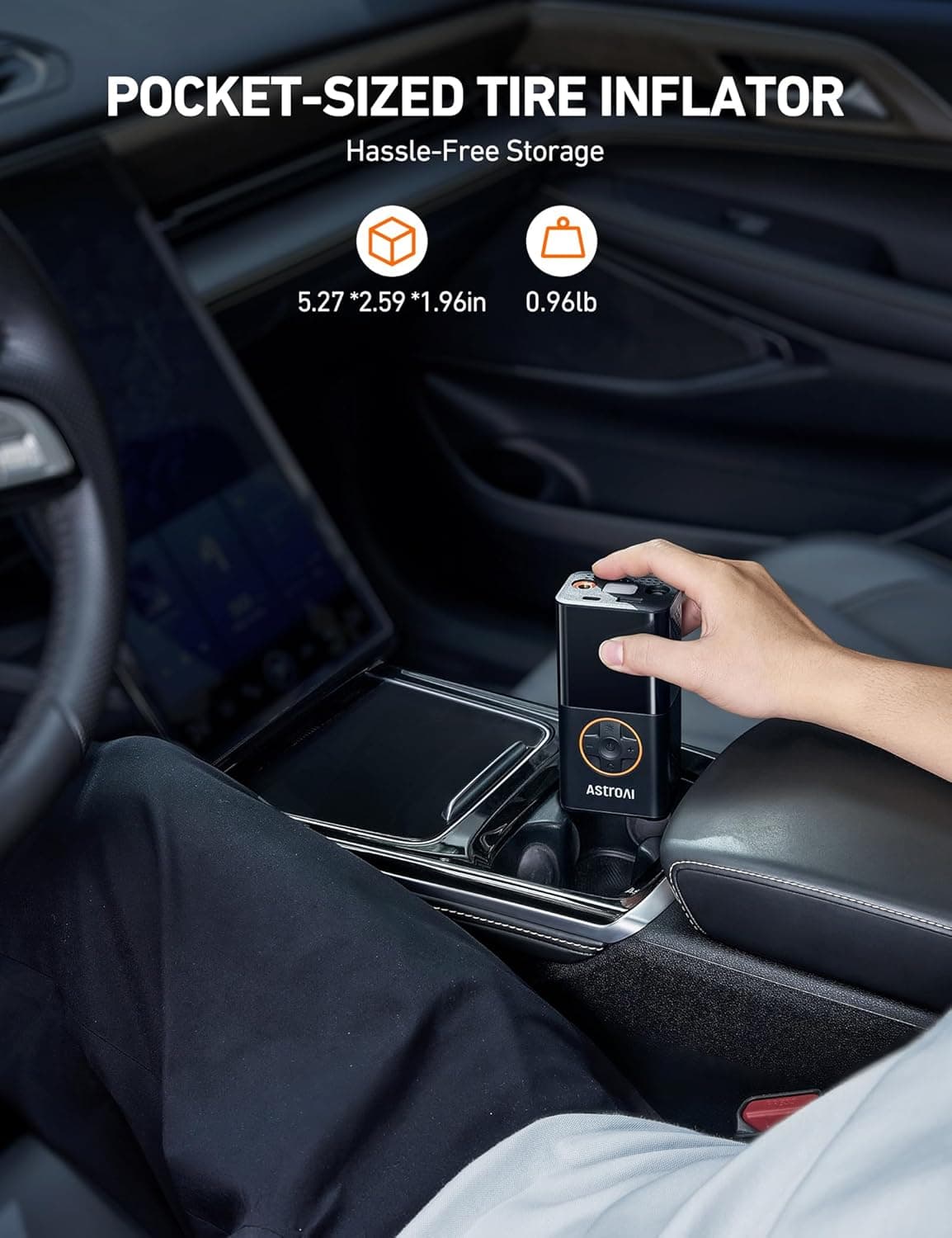 AstroAI L7 Tire Inflator Portable Air Compressor Cordless Mini Bike Pump with Digital Dual Values Display, 150 PSI Car Tires Air Pump with LED Lights&Pressure Gauge for Auto, Motorcycles, Bikes, Balls Orange 1 - Image 6