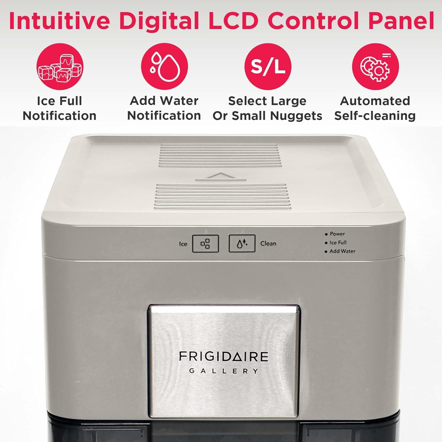 Frigidaire Nugget Ice Maker, Countertop Ice Machine with Transparent Window, Sonic Ice Maker with 44 lbs. Capacity, Auto Self Cleaning Ice Maker Machine, 2.0 Gen, Cream - 16.75D x 11.75W x 20.25H Cream - Nugget Ice - Image 5
