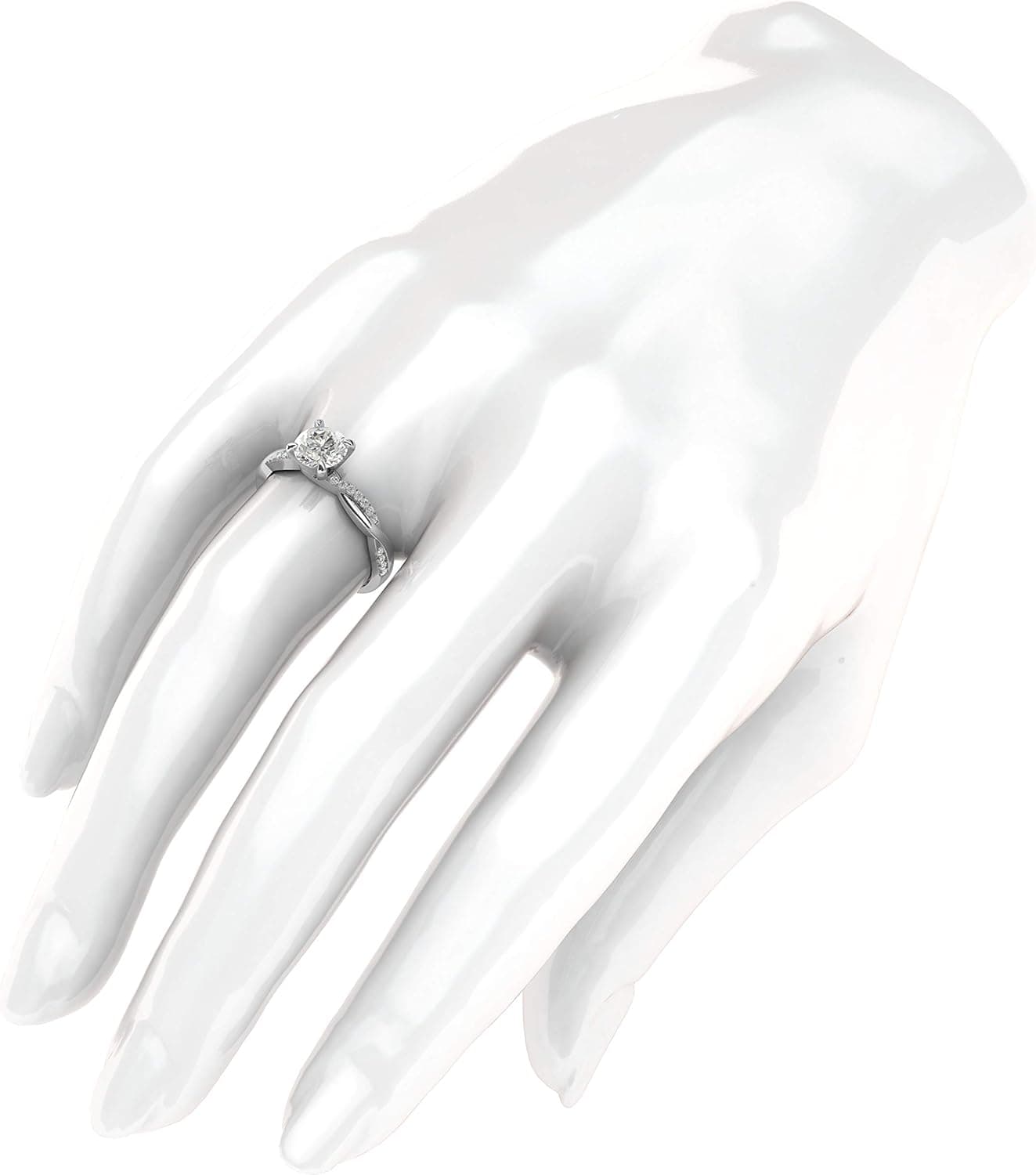 Solid 14k White Gold 4-Prong Petite Twisted Vine 1.0 CT Moissanite Engagement Ring Promise Bridal Ring Genuine Moissanite 7 - Image 5