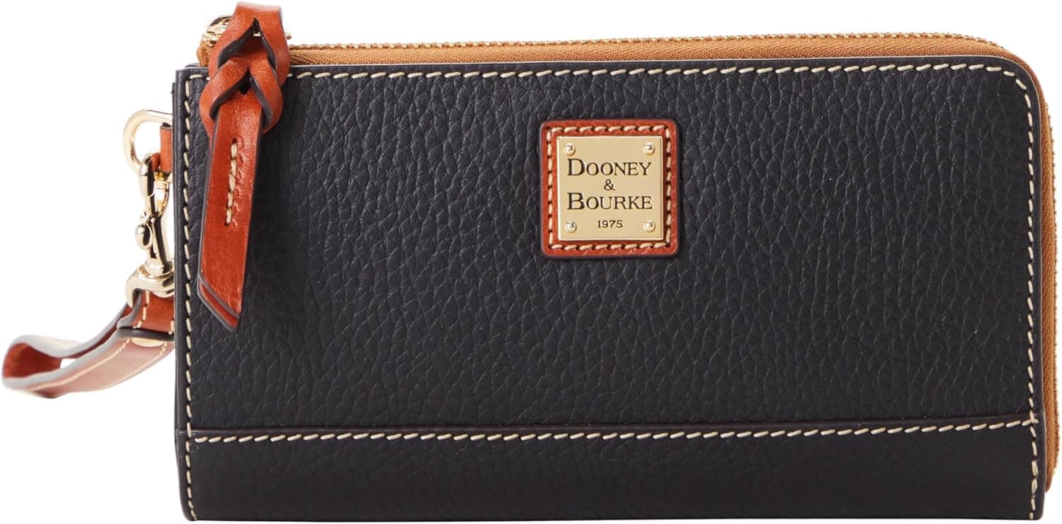 Dooney & Bourke Women's Folded Zip Wristlet in Pebble Grain Leather, with Detachable Wrist Strap Black - Image 2