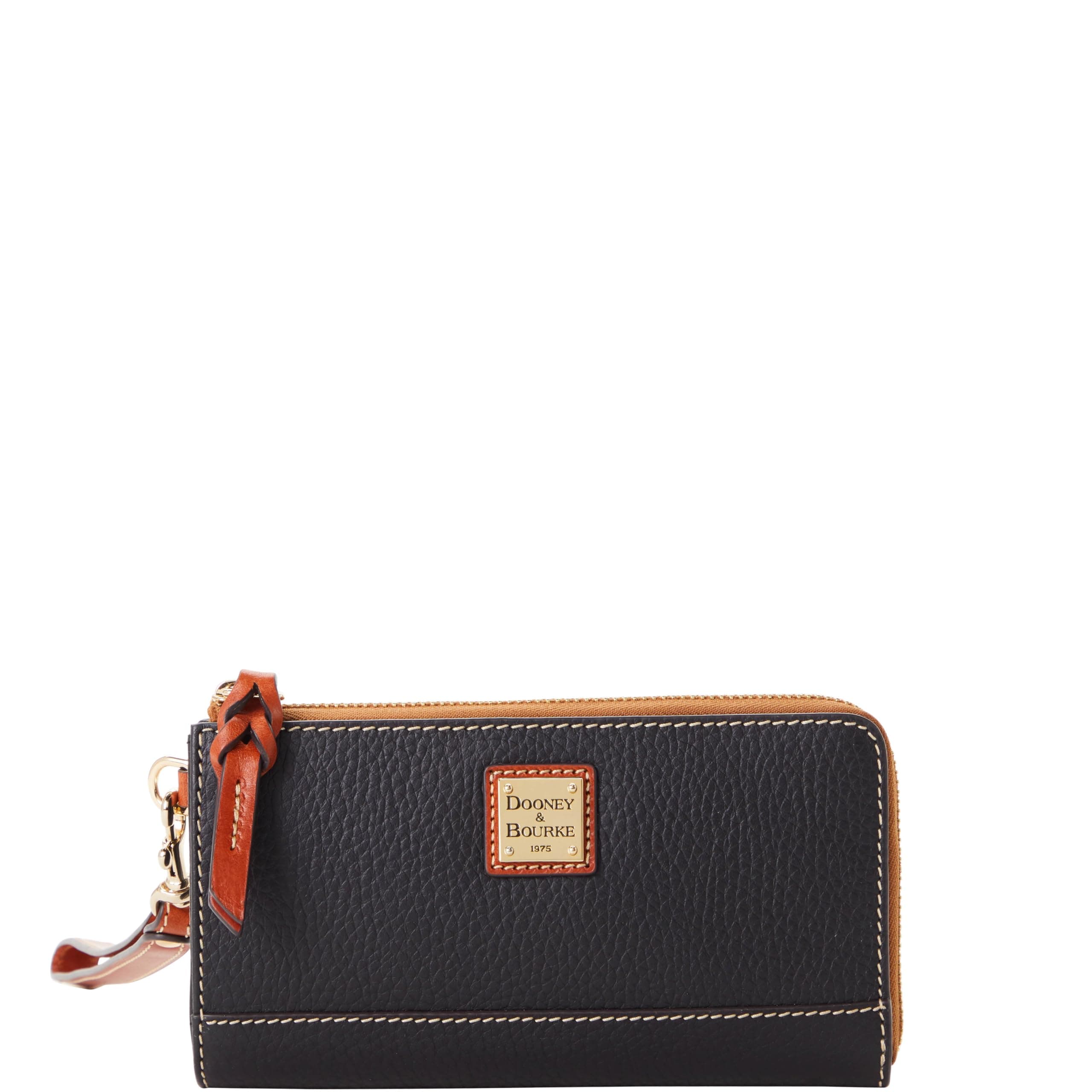 Dooney & Bourke Women's Folded Zip Wristlet in Pebble Grain Leather, with Detachable Wrist Strap Black