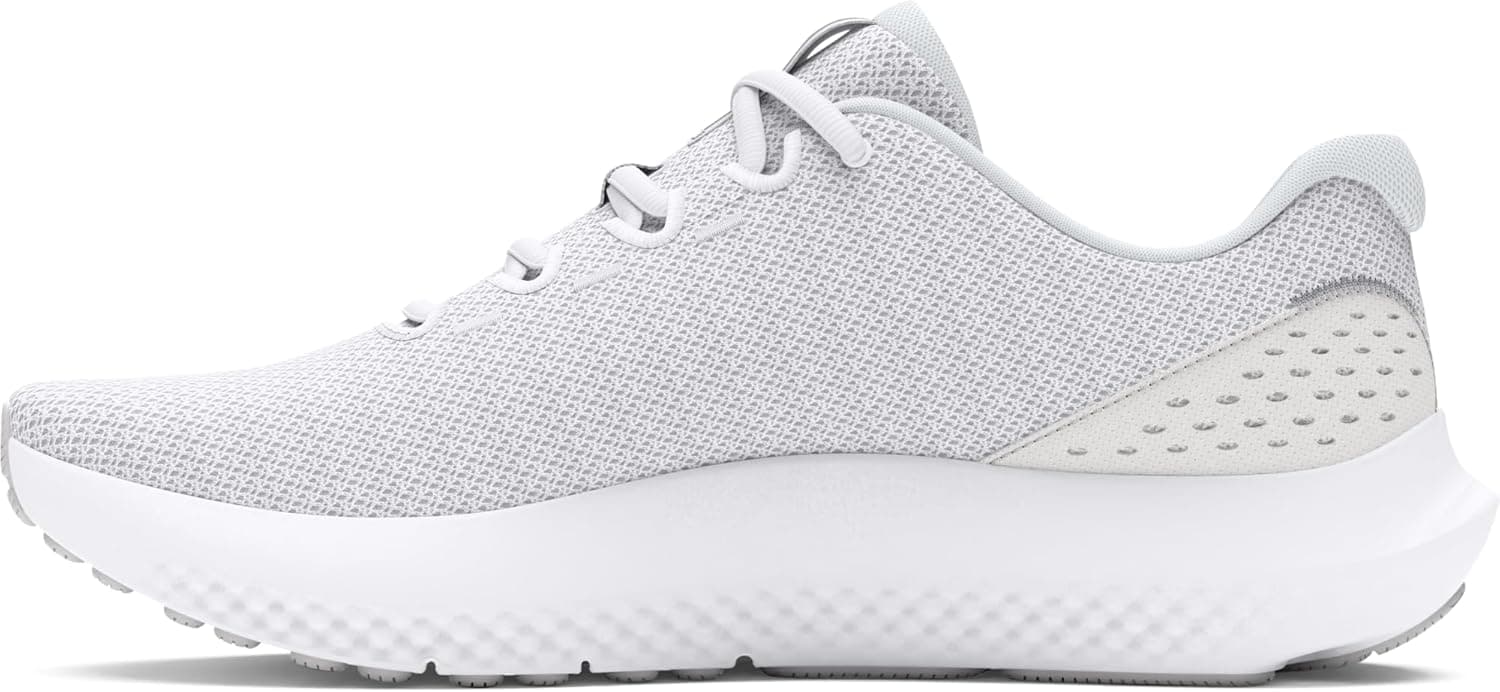 Under Armour Women's Charged Surge 4 Running Shoe 8.5 (100) White/Distant Gray/Metallic Silver - Image 7