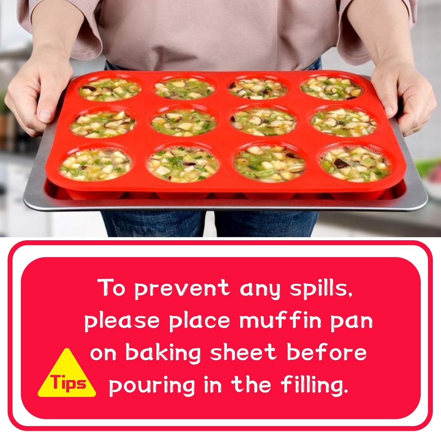 CAKETIME 12 Cups Silicone Muffin Pan - Nonstick Cupcake Pan 1 Pack Regular Size Silicone Mold for Baking 1pc: 12-Cup Regular - Image 6