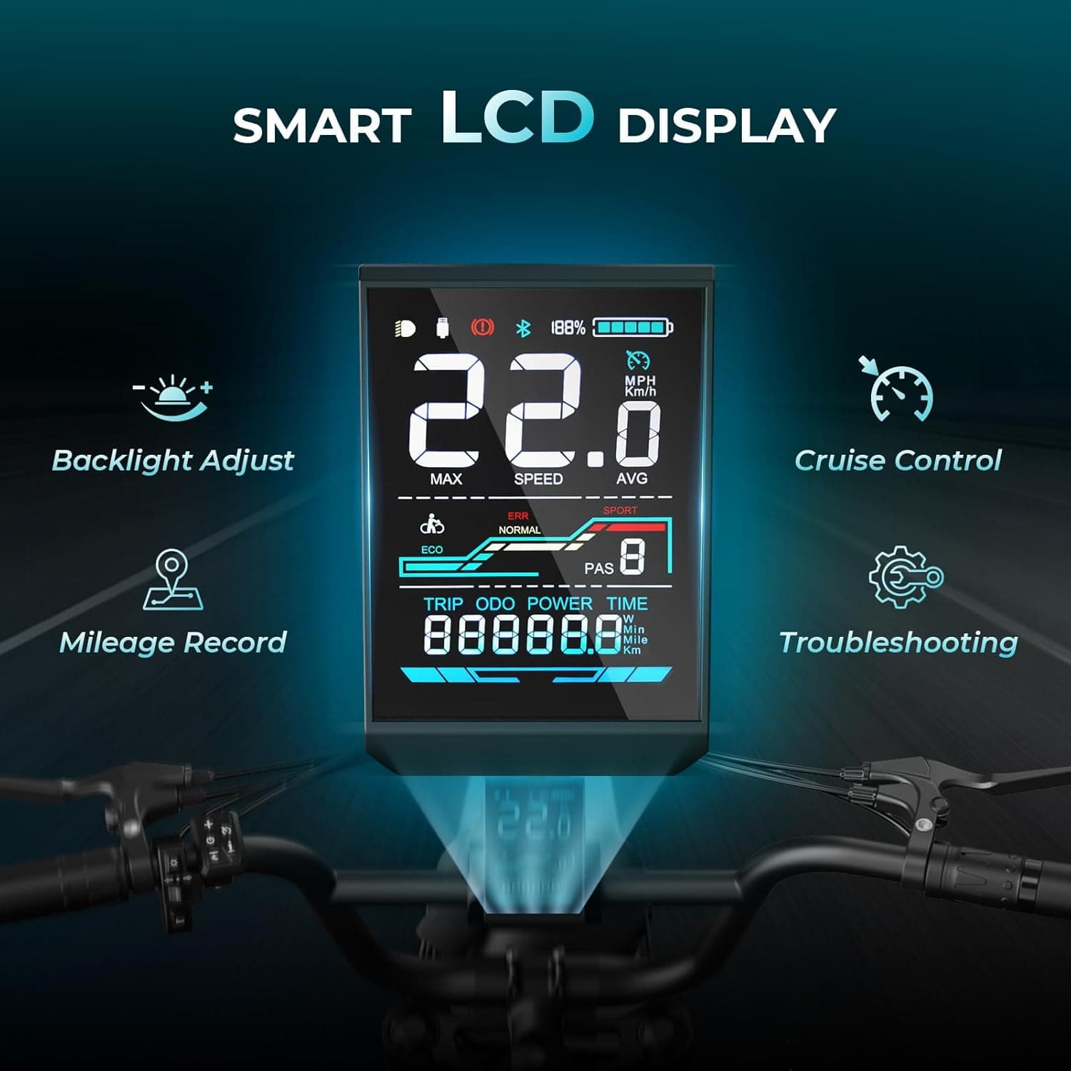 Jasion RetroVolt YR20 Electric Bike for Adults, [2000W Peak Motor, 32+MPH, 80 Miles] 48V 20Ah Battery Ebike, 20" Fat Tire Dirt Bike with Hydraulic Brake & Cruise Control, Full Suspension All Terrain Yr16-1000w 48v 12.5ah - Image 6