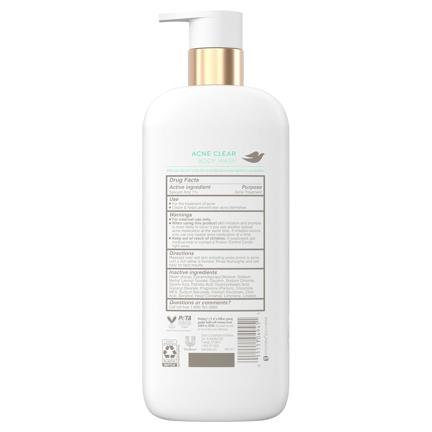 Dove Serum Body Wash Acne Clear for troubled skin with Salicylic Acid 18.5 Fl Oz 18.5 Fl Oz (Pack of 1) - Image 3