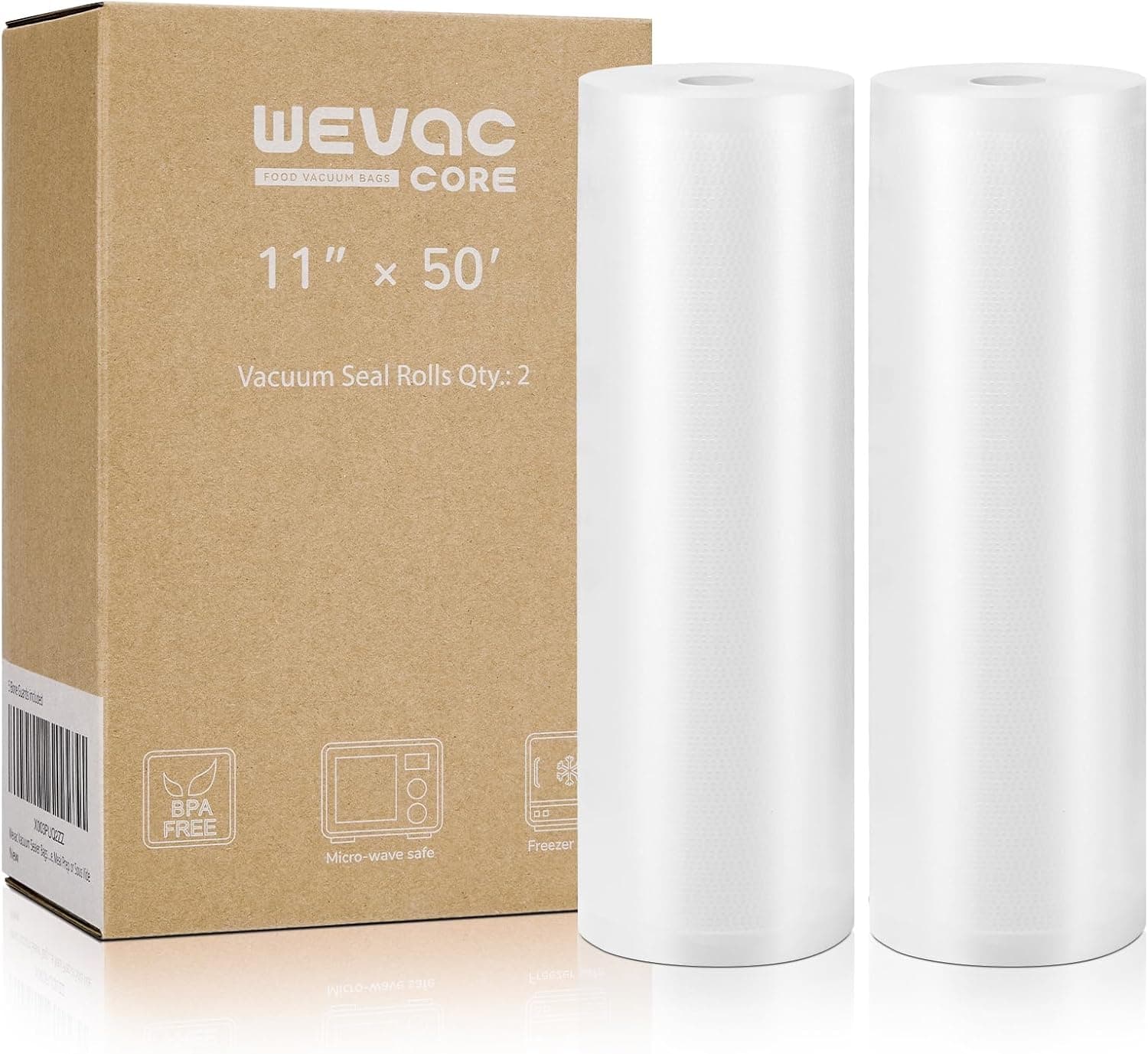 Wevac Vacuum Sealer Bags 11x50 Rolls 2 pack for Food Saver, Seal a Meal, Weston. Commercial Grade, BPA Free, Heavy Duty, Great for vac storage, Meal Prep or Sous Vide - Image 2