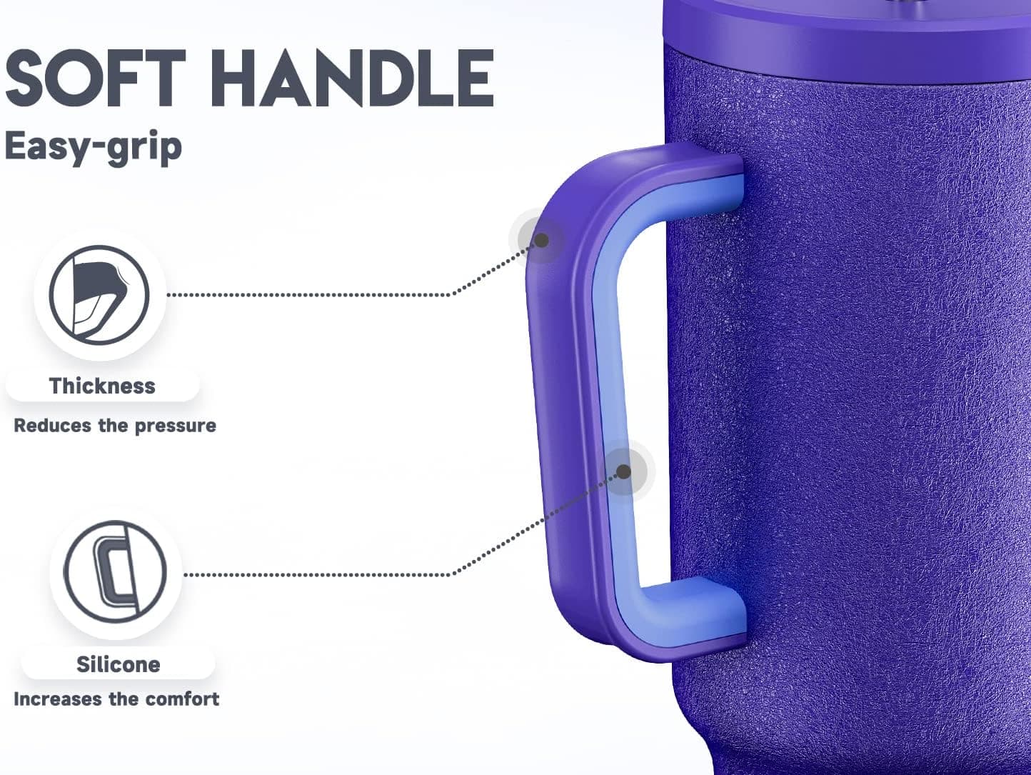 Meoky 40oz Tumbler with Handle, Leak-proof Lid and Straw, Insulated Coffee Mug Stainless Steel Travel Mug, Keeps Cold for 34 Hours or Hot for 10 Hours (Offshore) Offshore 40 Ounces - Image 5