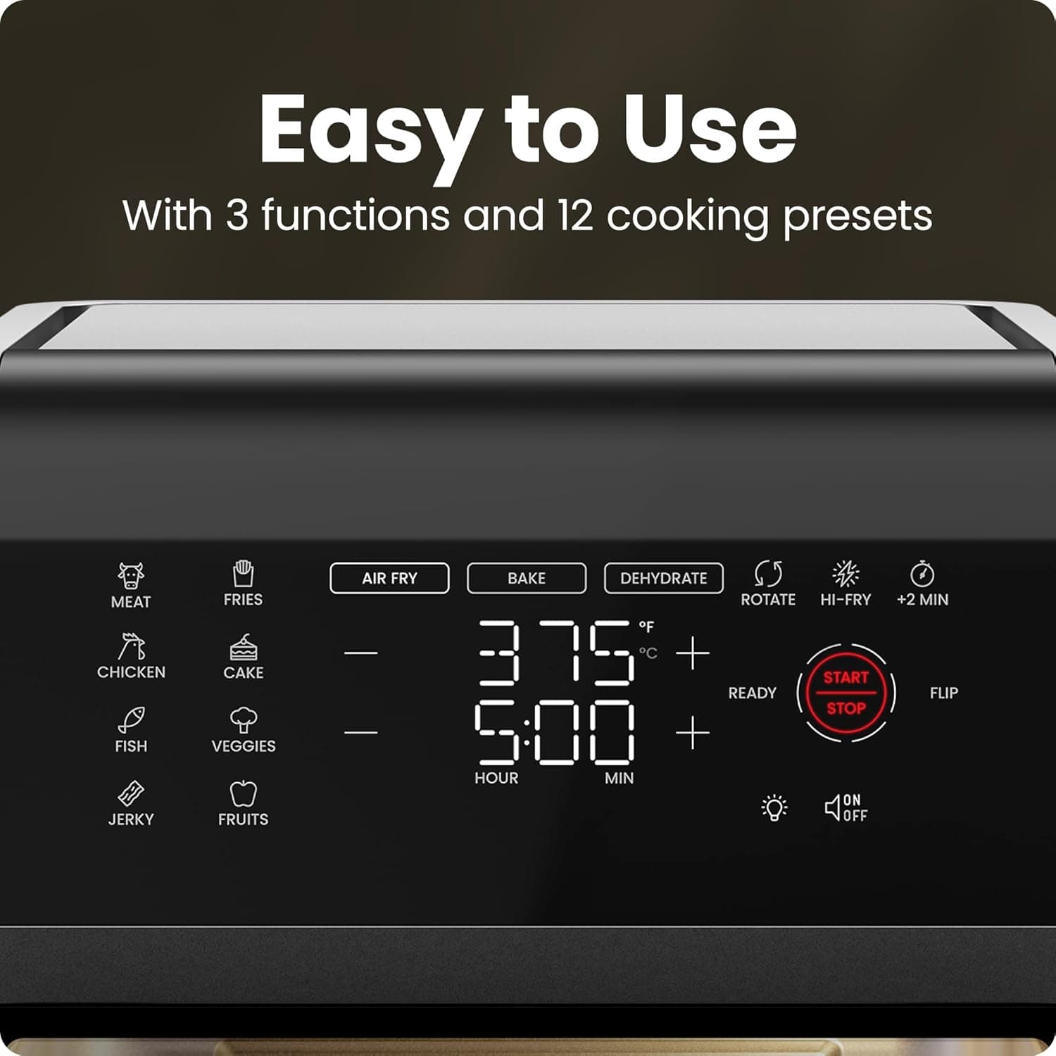 Chefman 12-Quart 6-in-1 Air Fryer Oven with Digital Timer, Touchscreen, and 12 Presets - Family Size Countertop Convection Oven, Dishwasher-Safe Parts 12 Quart Black - Image 6