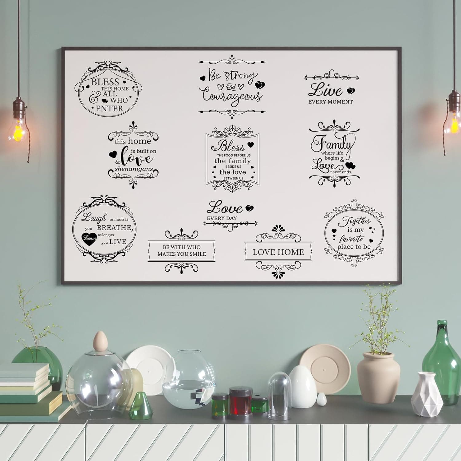 Whaline 11 Sheets Vintage Word Rub on Transfers Decals for Crafts and Furniture Black Warm Letters Rub on Transfer Furniture Stickers Decals for School Home Office DIY Art Craft Decor, 5.5 x 5.5Inch Simple - Image 8