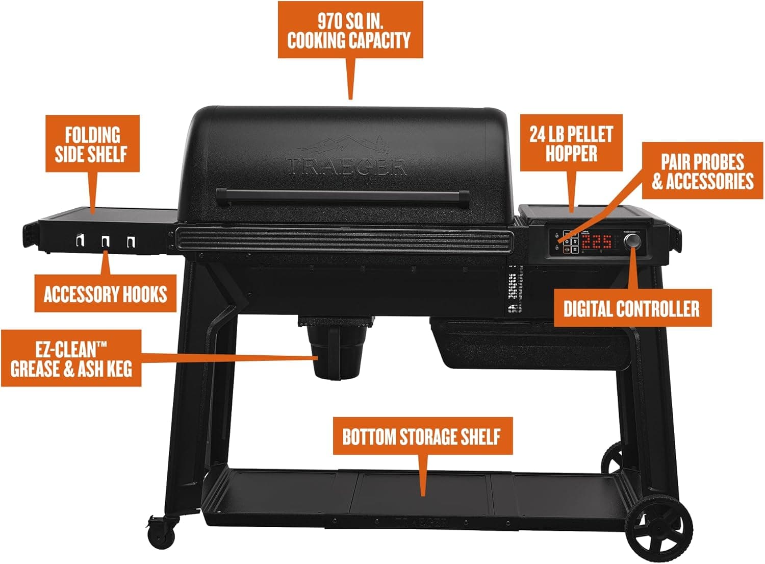 Traeger Grills Woodridge Pro Electric Wood Pellet Grill and Smoker, 970 Sq. In., Outdoor Pellet Smoker Grill with Digital Sensor and Side Shelf, Wi-FIRE Technology, Super Smoke Mode, TFB97JLH - Image 10