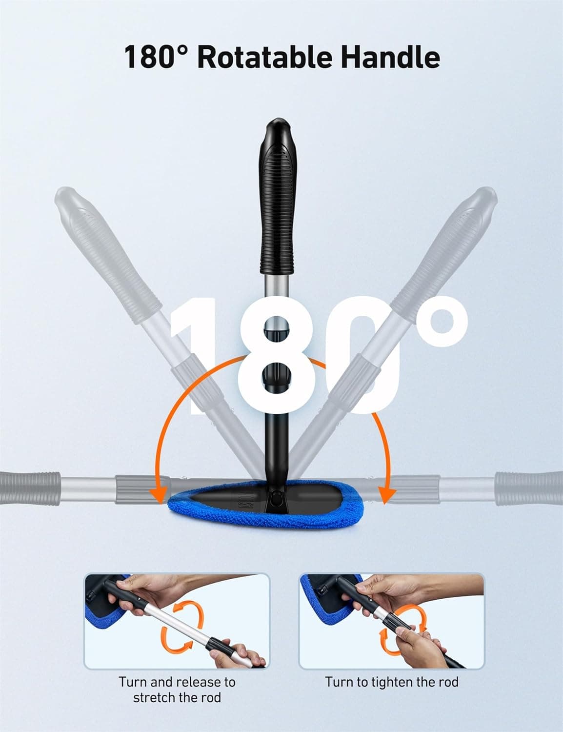 Herramienta Limpiadora de Parabrisas AstroAI, Kit de Limpieza para el Interior del Auto con Mango Extensible y 4 Reusables de Alta Densidad Mejorados - Image 5