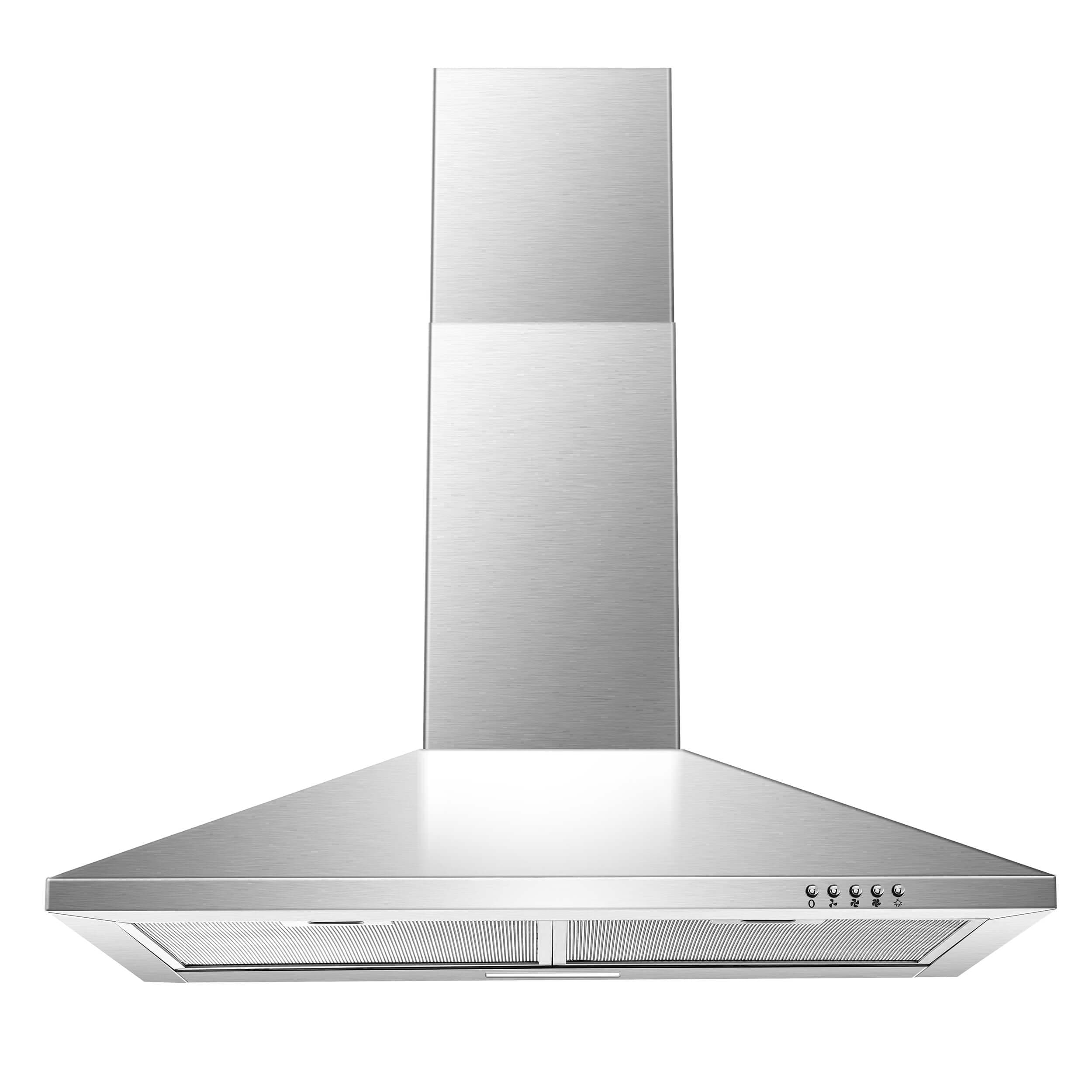 SNDOAS Range Hood 30 inch,Wall Mount Range Hood in Stainless Steel With Ducted/Ductless Convertible,Stove Vent Hood with Aluminum Filters,3 Speed Exhaust Fan,LED Light,Button Control Silver 30"