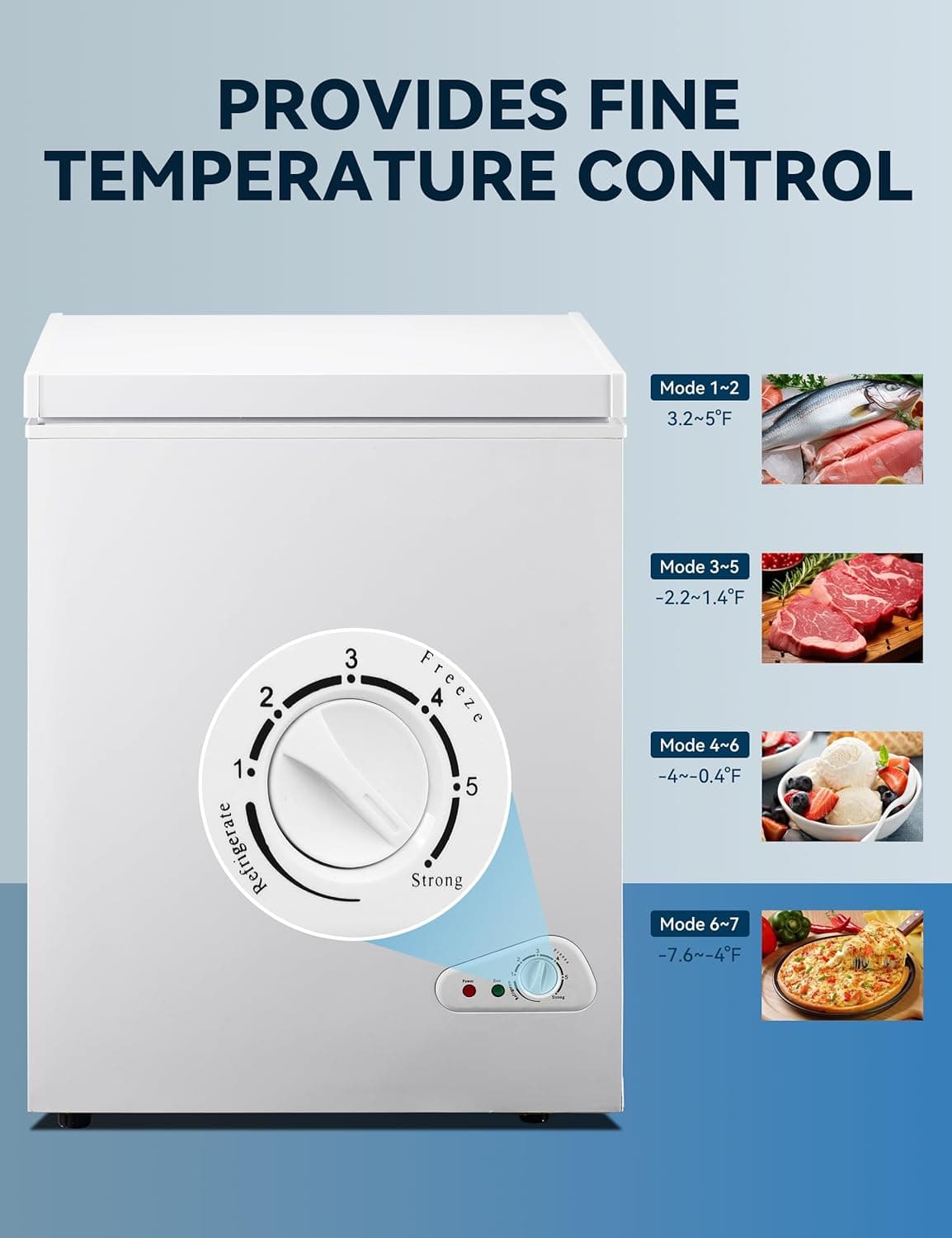 5.0 Cu Ft Chest Freezer - Energy Efficient & Quiet Mini Freezer with Adjustable Thermostat - Compact Deep Freezer for Home, Apartment, and Garage - Removable Basket & Defrost Drain 7.0 WHITE - Image 6